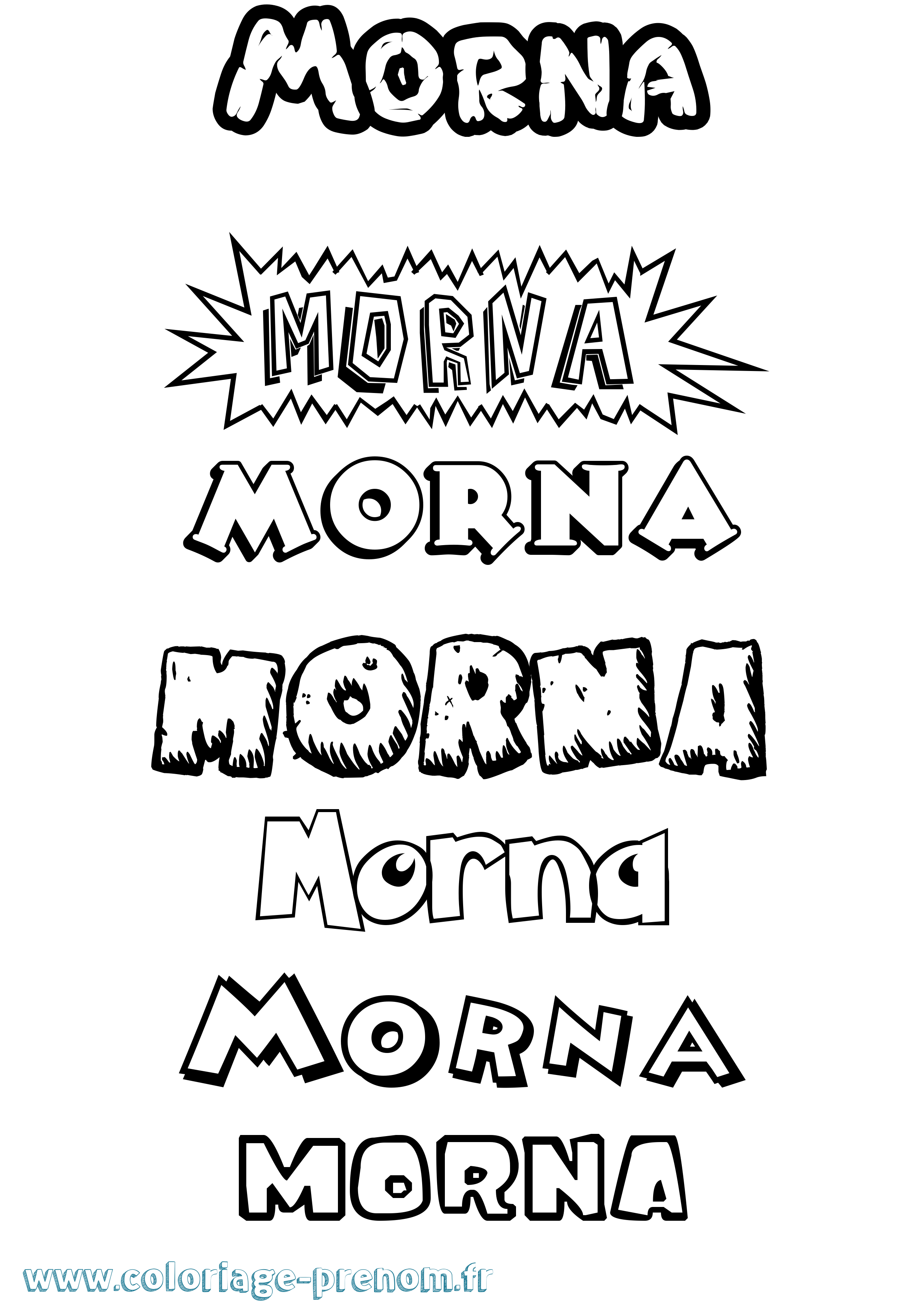 Coloriage Morna Dessin Animé Coloriage prénom Morna Dessin Animé