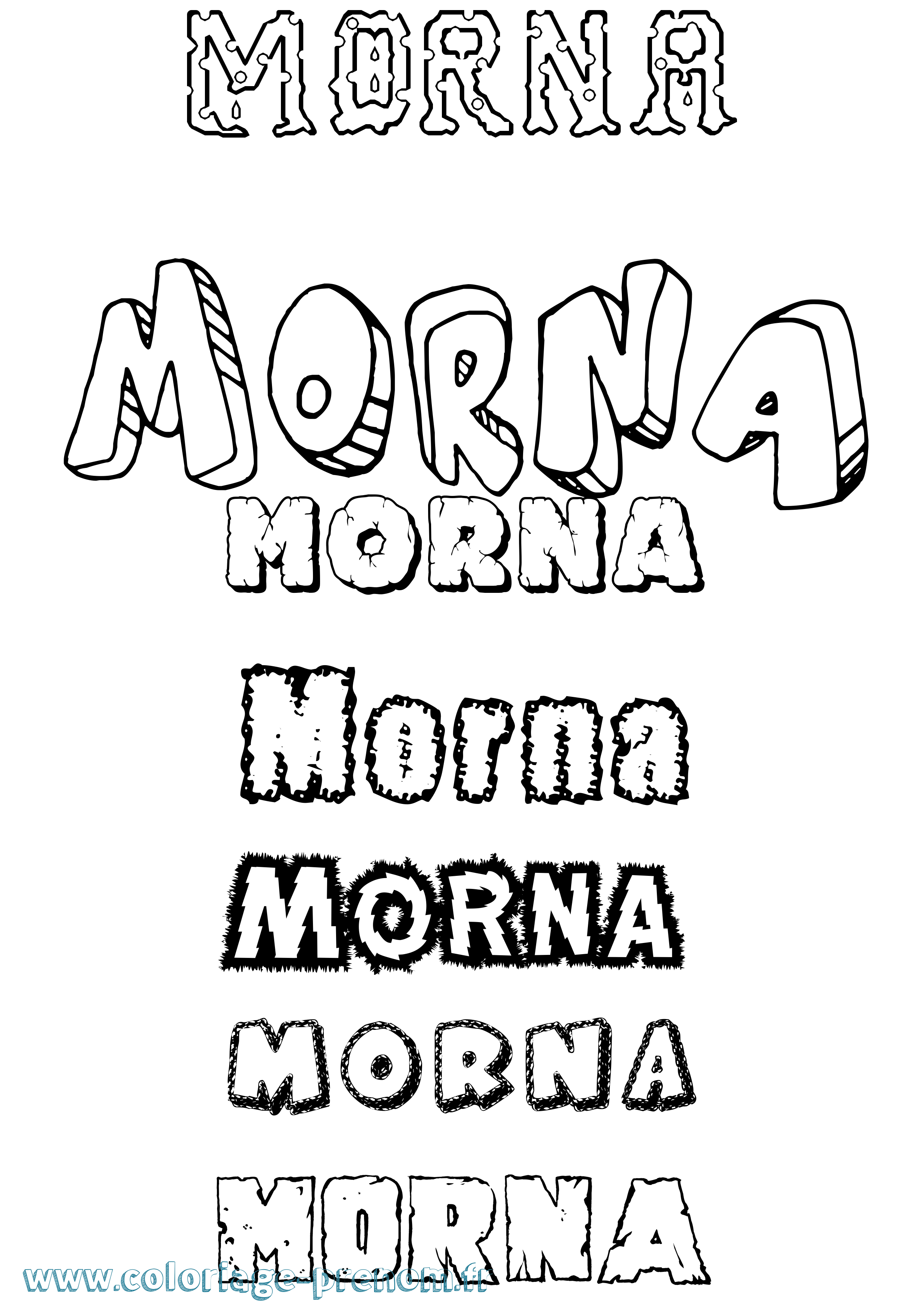 Coloriage Morna Destructuré Coloriage prénom Morna Destructuré