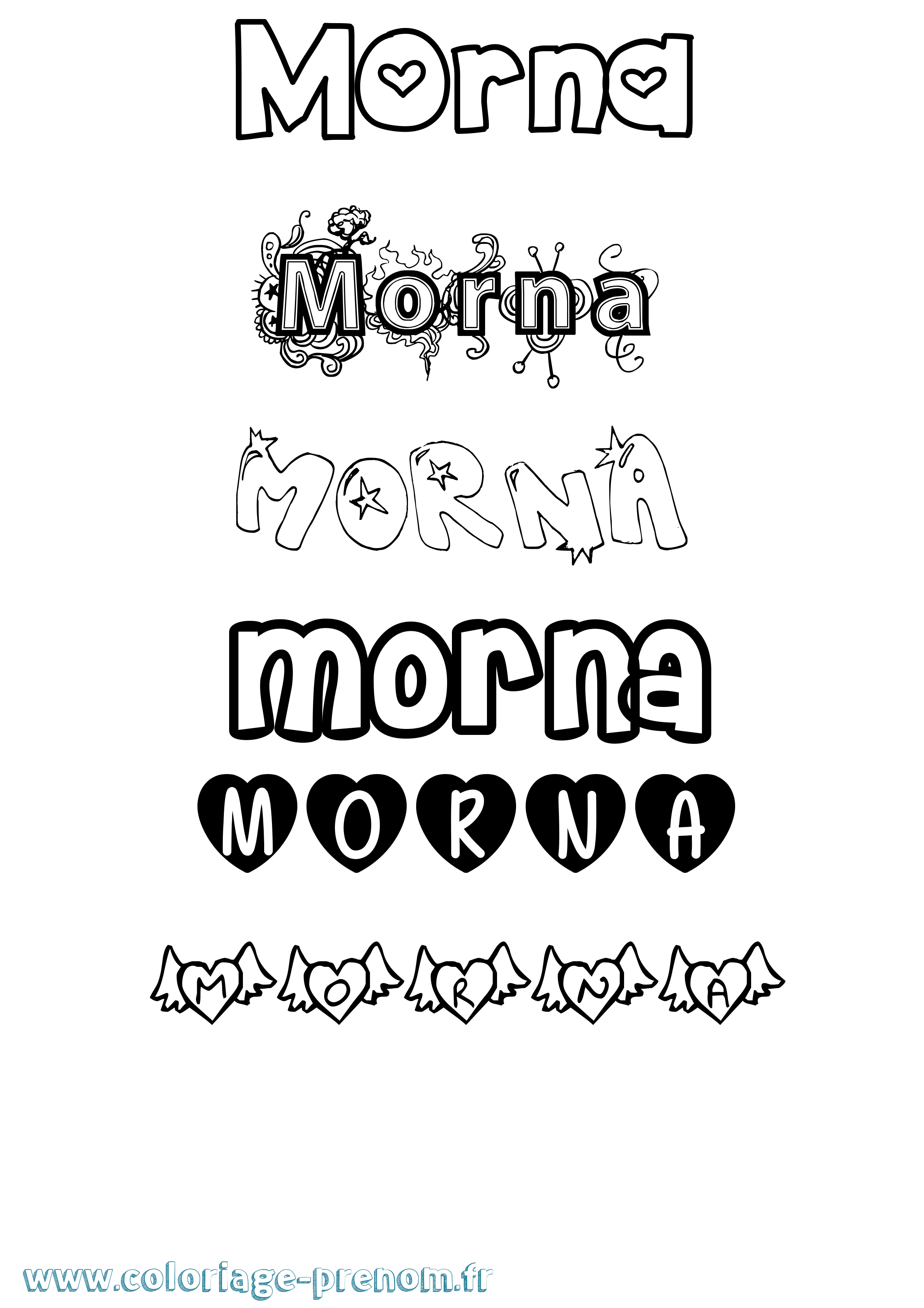 Coloriage Morna Girly Coloriage prénom Morna Girly