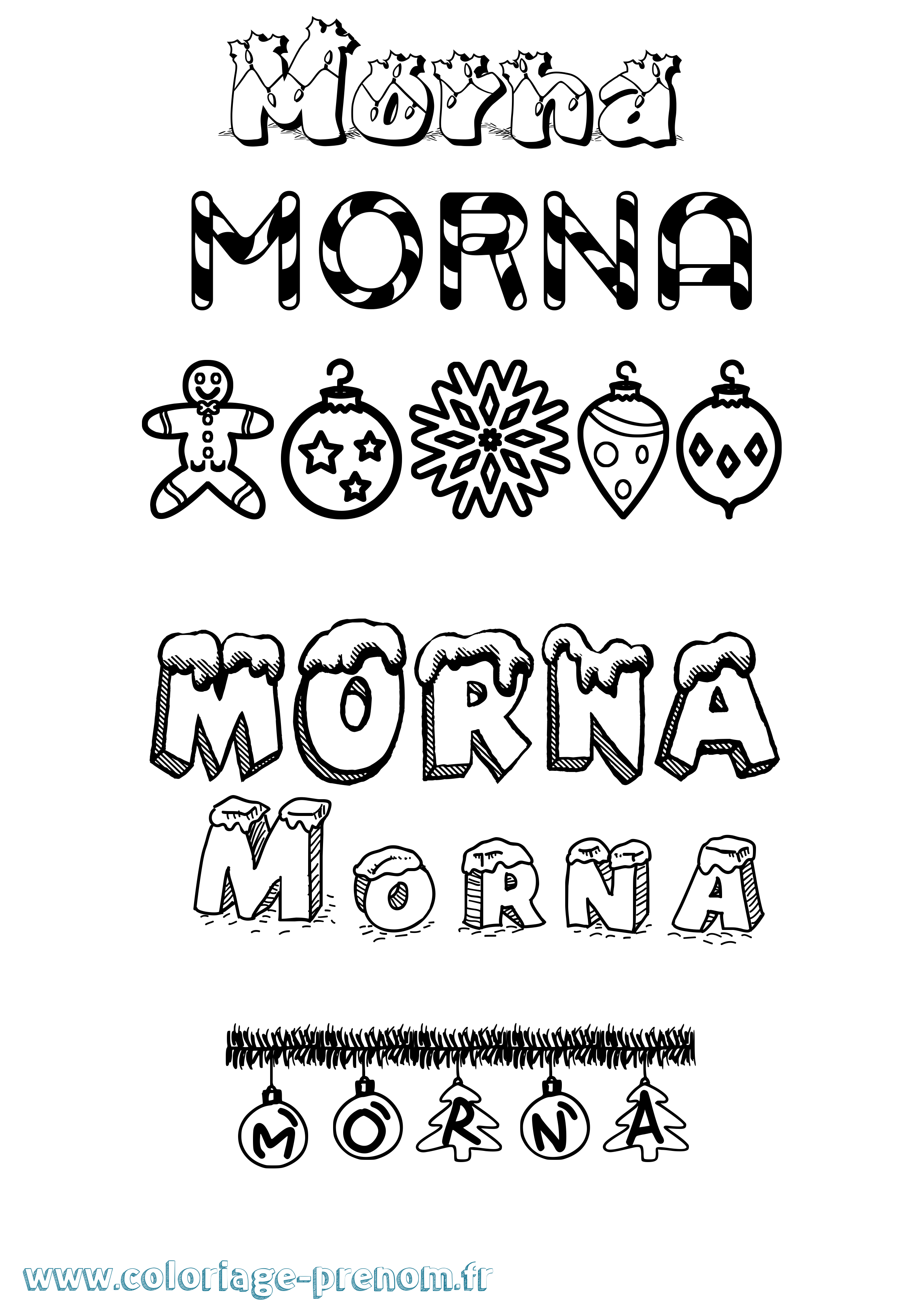 Coloriage Morna Noël Coloriage prénom Morna Noël