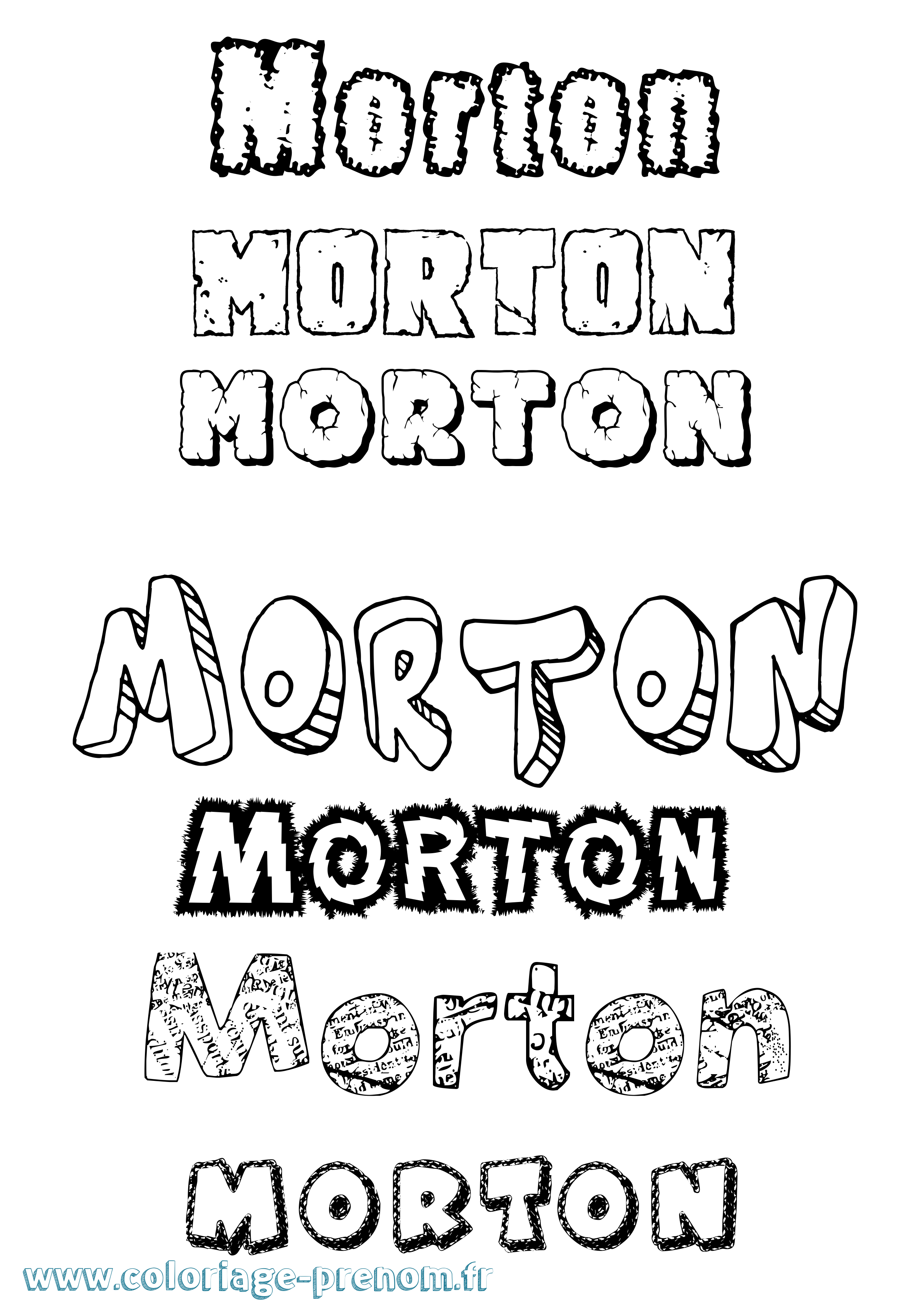 Coloriage Morton Destructuré Coloriage prénom Morton Destructuré