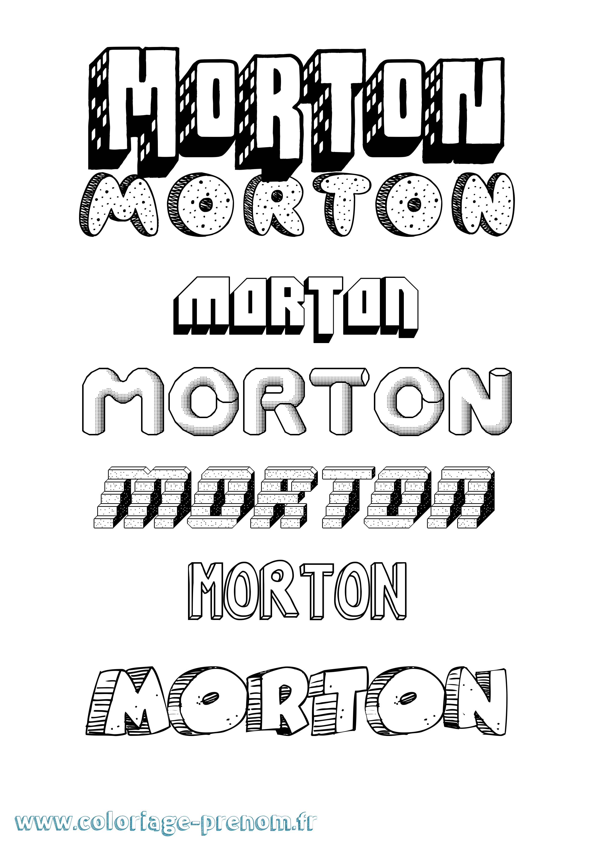 Coloriage Morton Effet 3D Coloriage prénom Morton Effet 3D