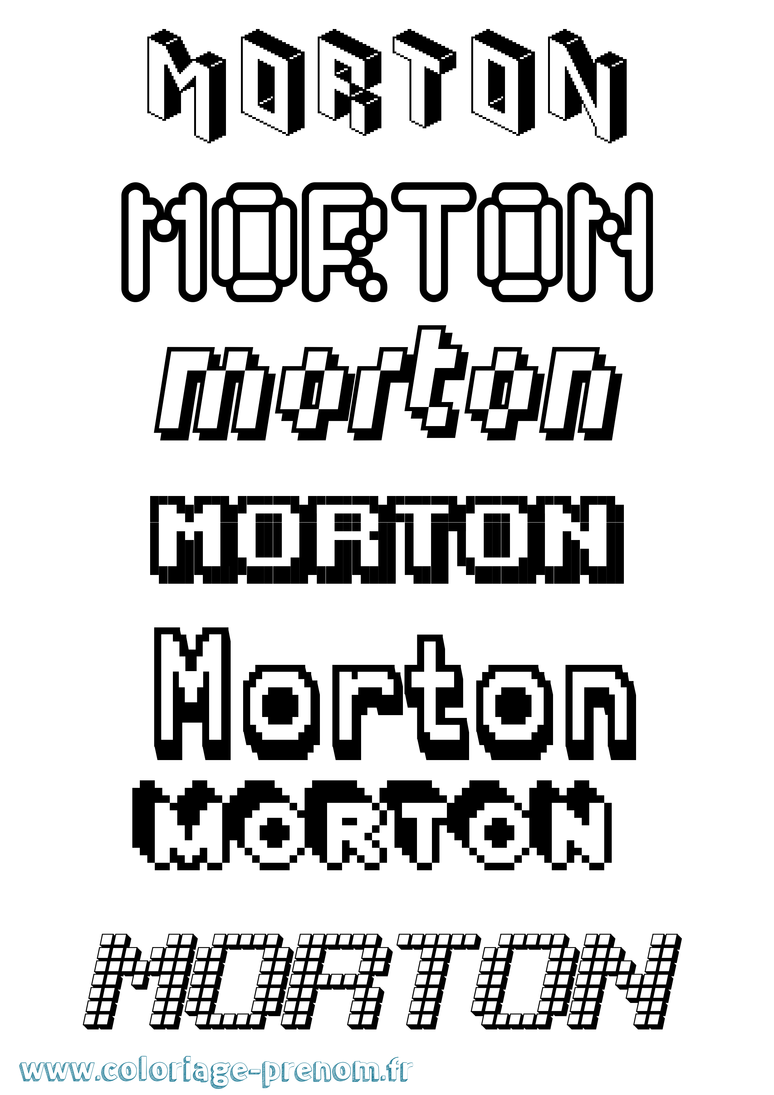 Coloriage Morton Pixel Coloriage prénom Morton Pixel
