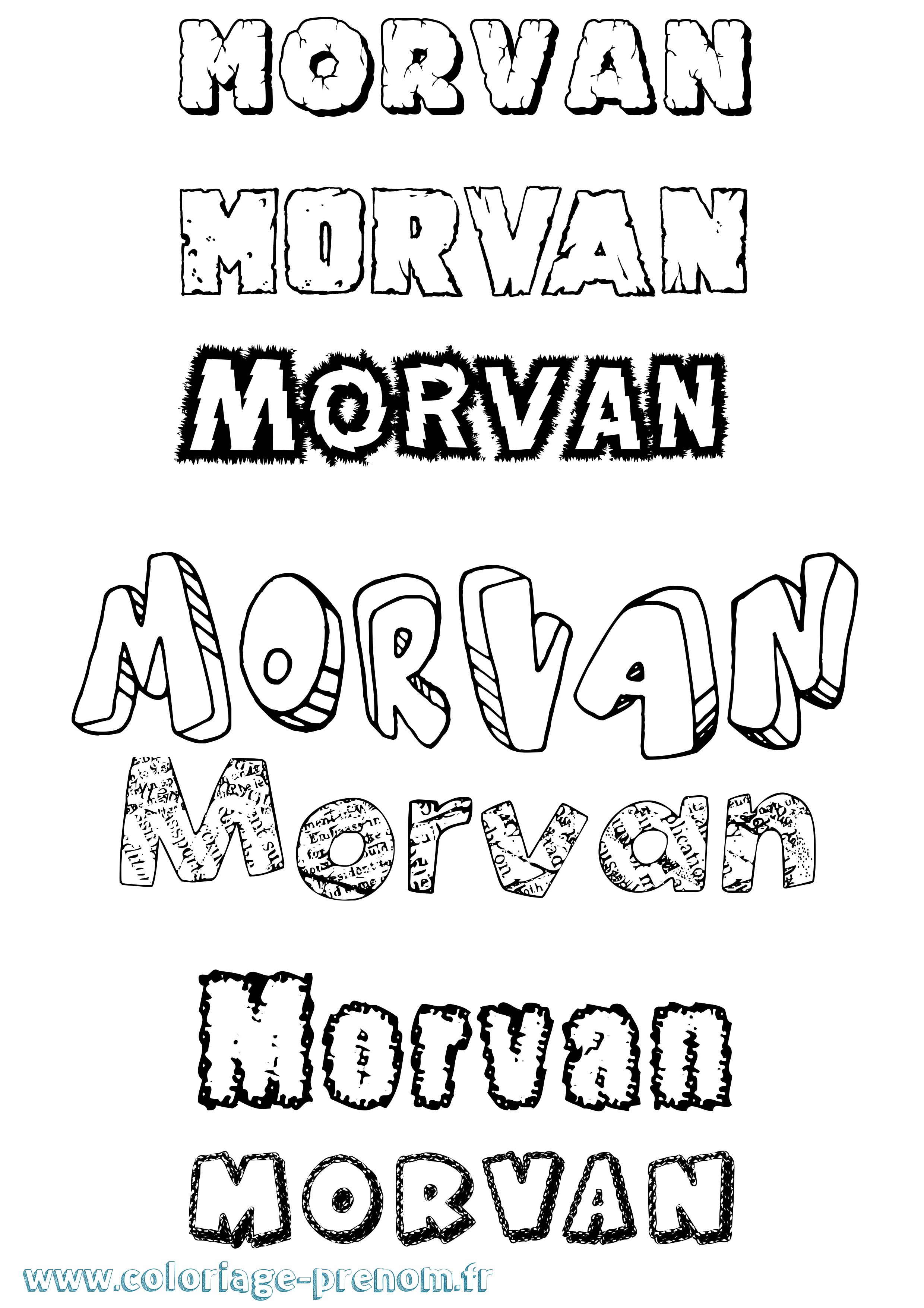 Coloriage Morvan Destructuré Coloriage prénom Morvan Destructuré