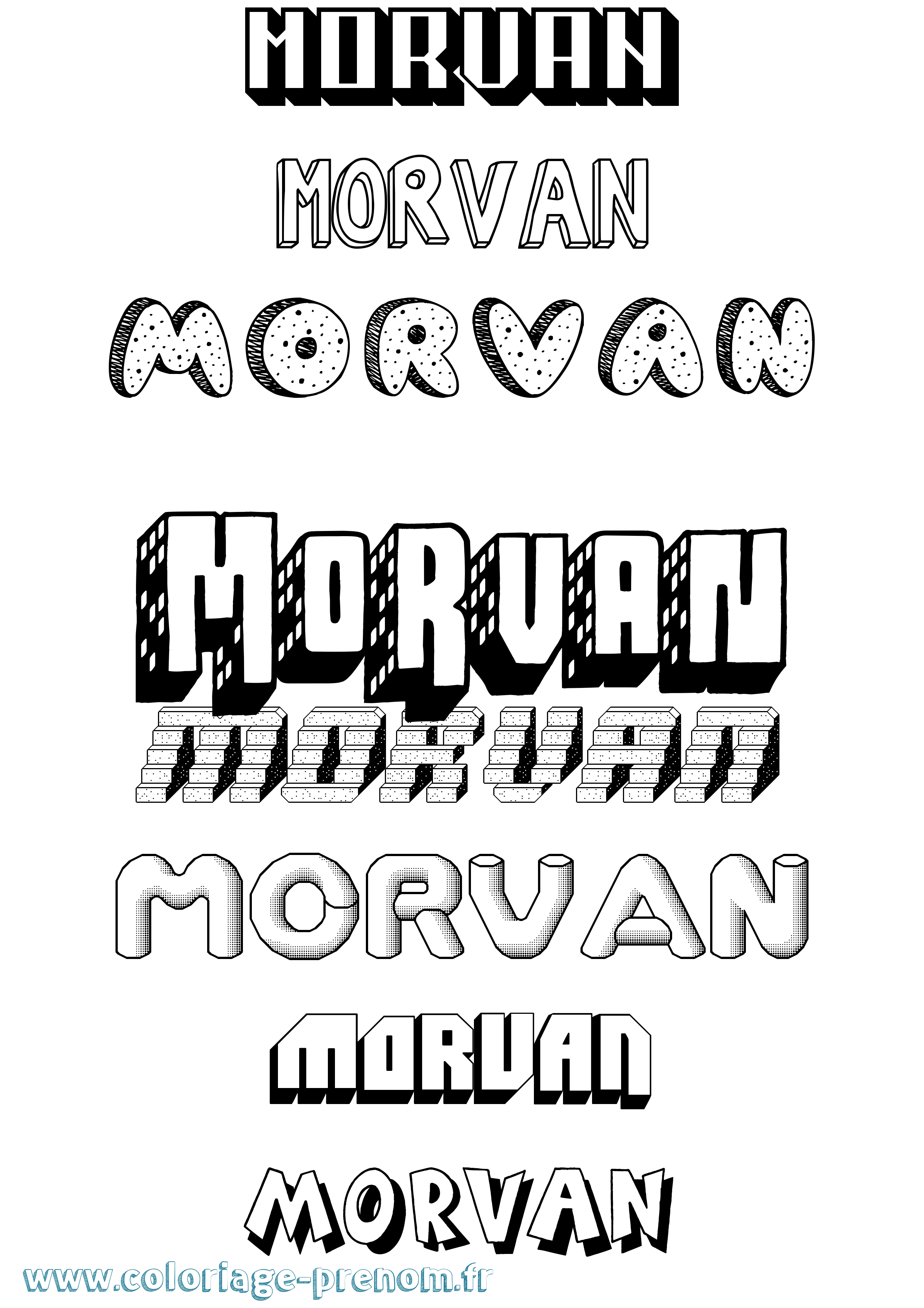 Coloriage Morvan Effet 3D Coloriage prénom Morvan Effet 3D