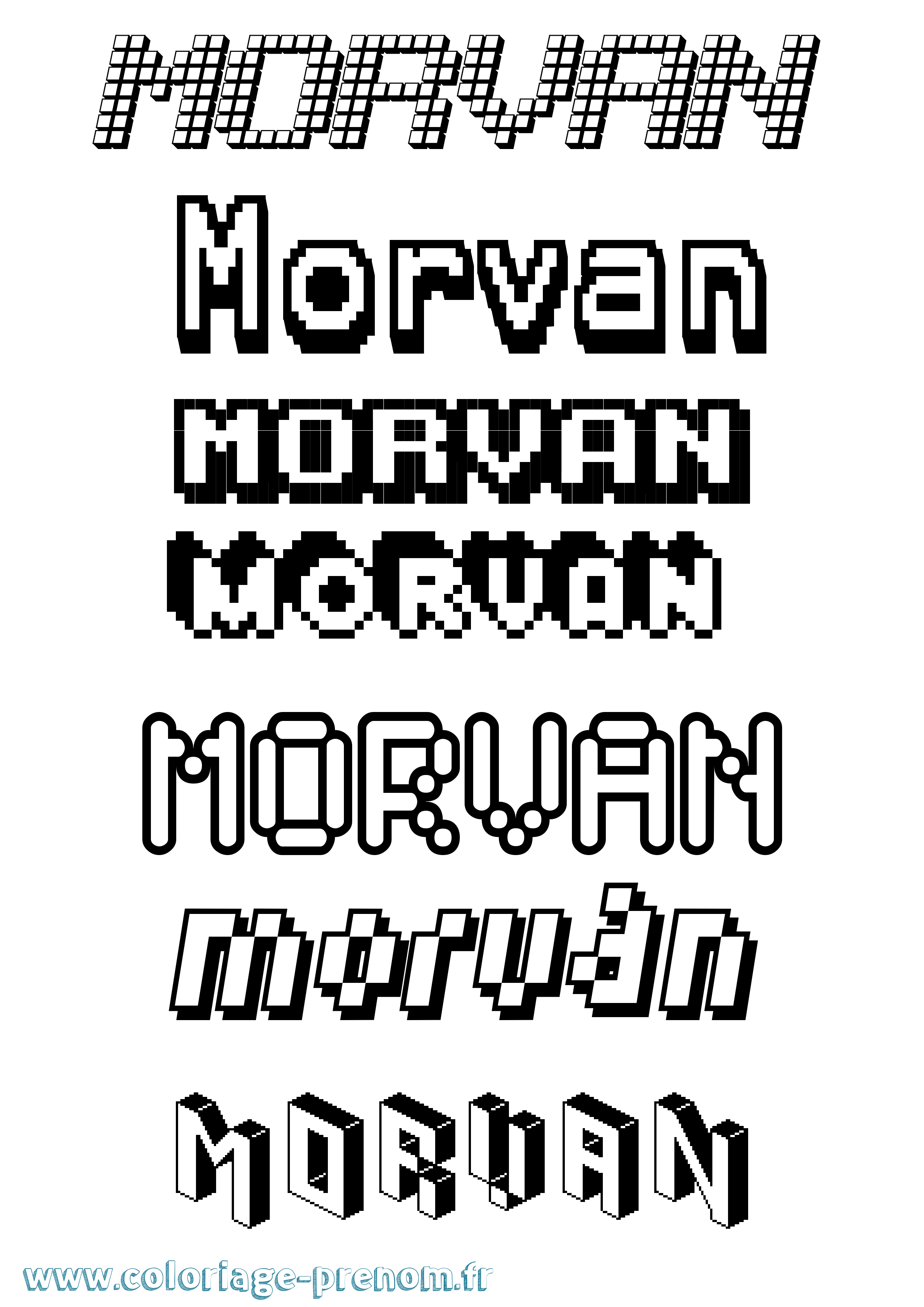 Coloriage Morvan Pixel Coloriage prénom Morvan Pixel