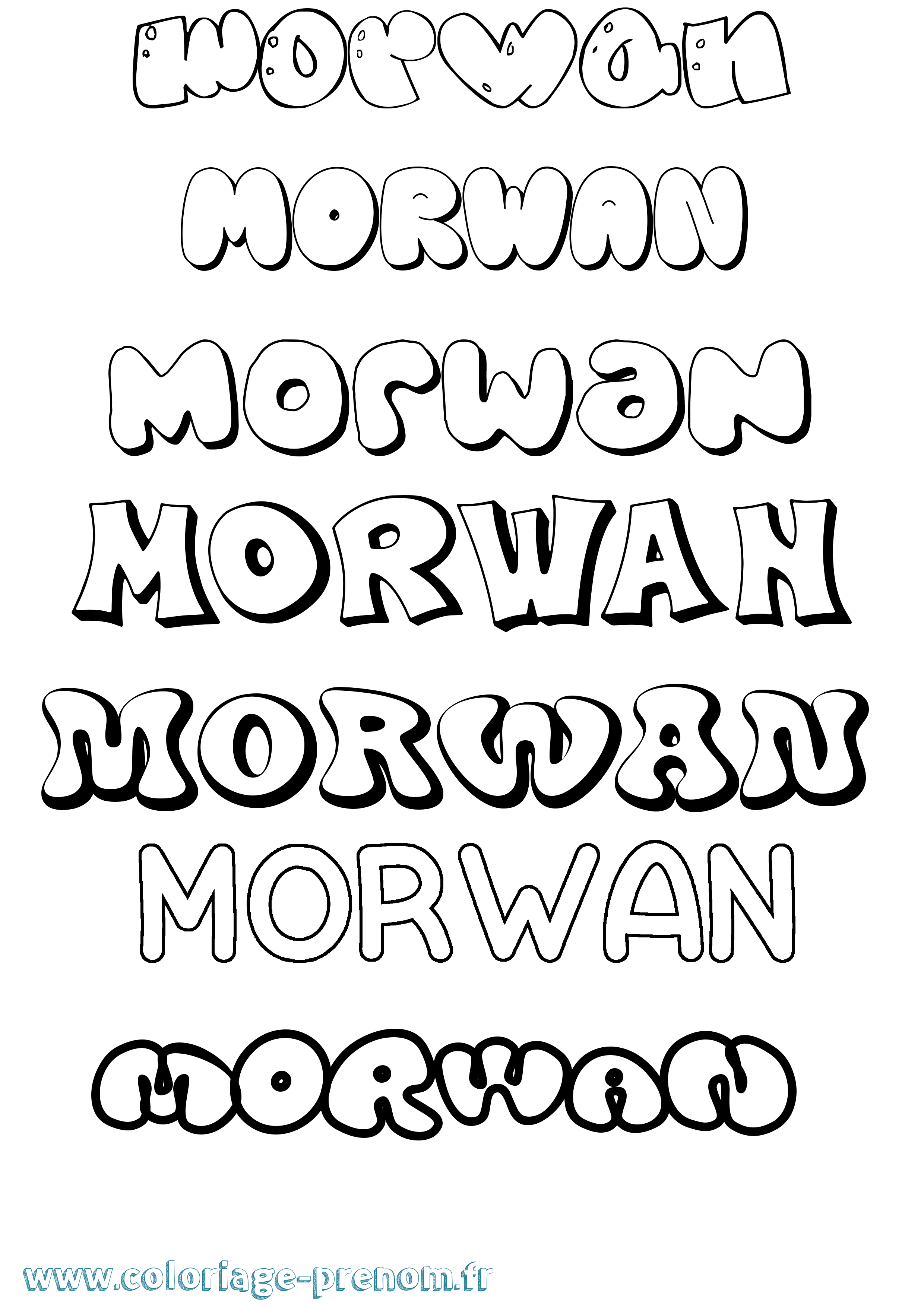 Coloriage Morwan Bubble Coloriage prénom Morwan Bubble