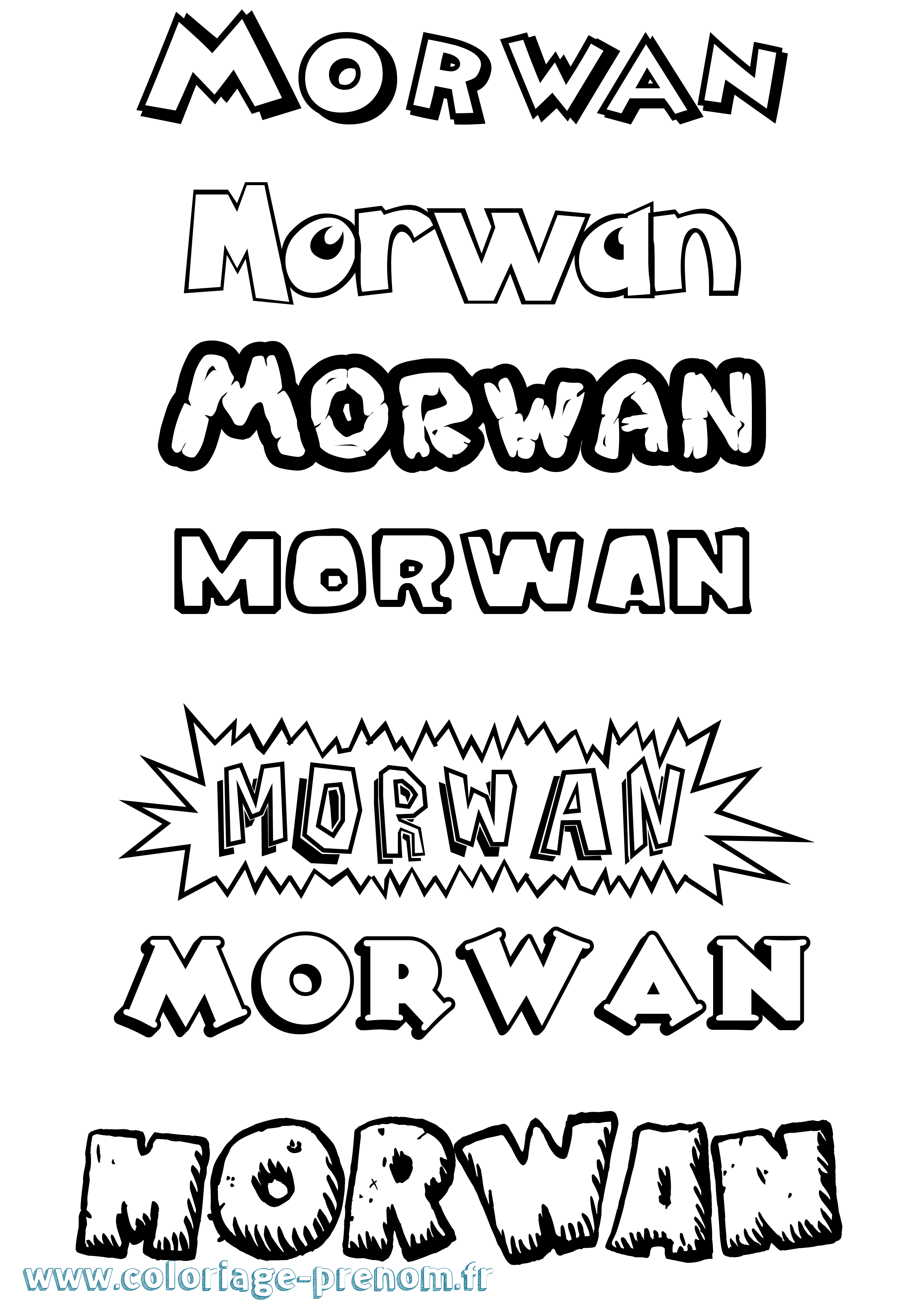 Coloriage Morwan Dessin Animé Coloriage prénom Morwan Dessin Animé