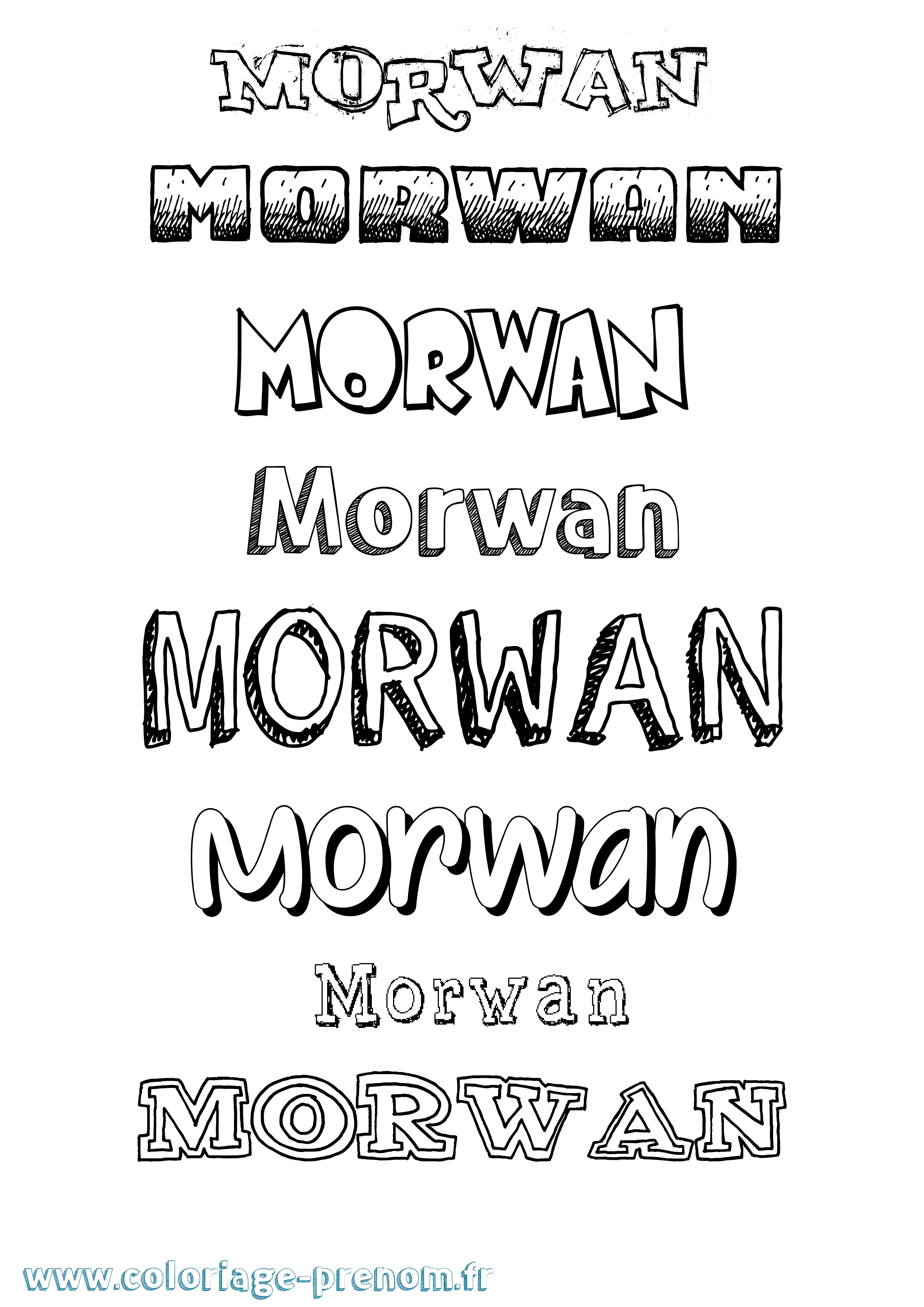 Coloriage Morwan Dessiné Coloriage prénom Morwan Dessiné