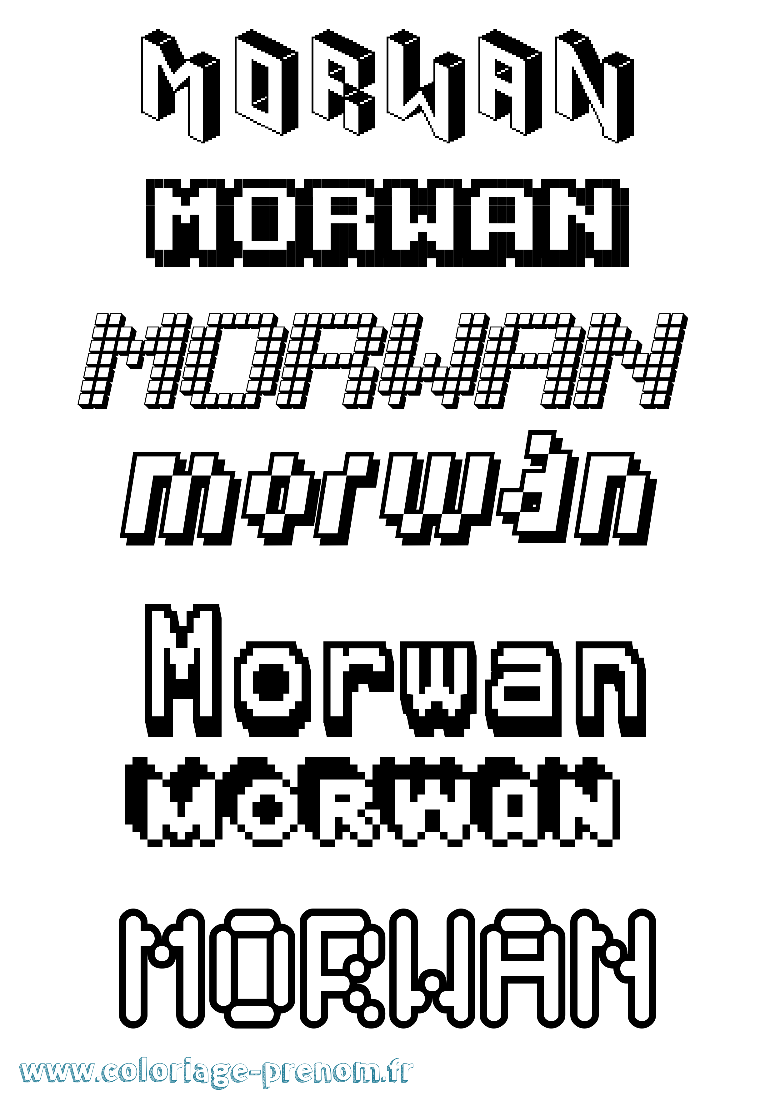 Coloriage Morwan Pixel Coloriage prénom Morwan Pixel