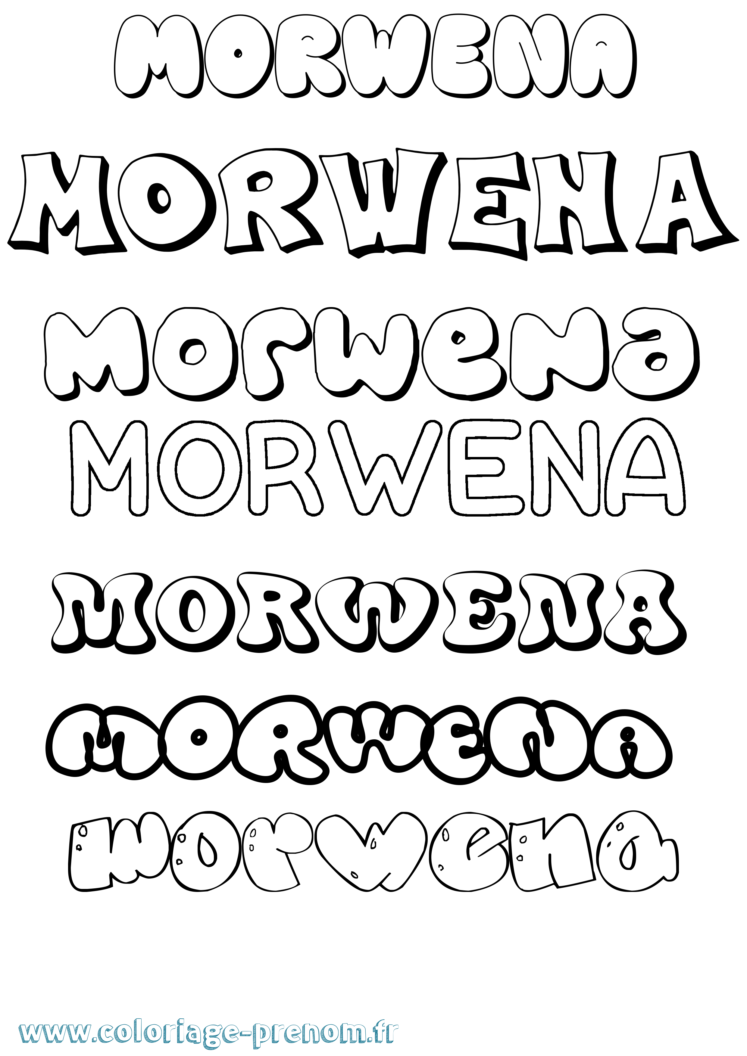 Coloriage Morwena Bubble Coloriage prénom Morwena Bubble