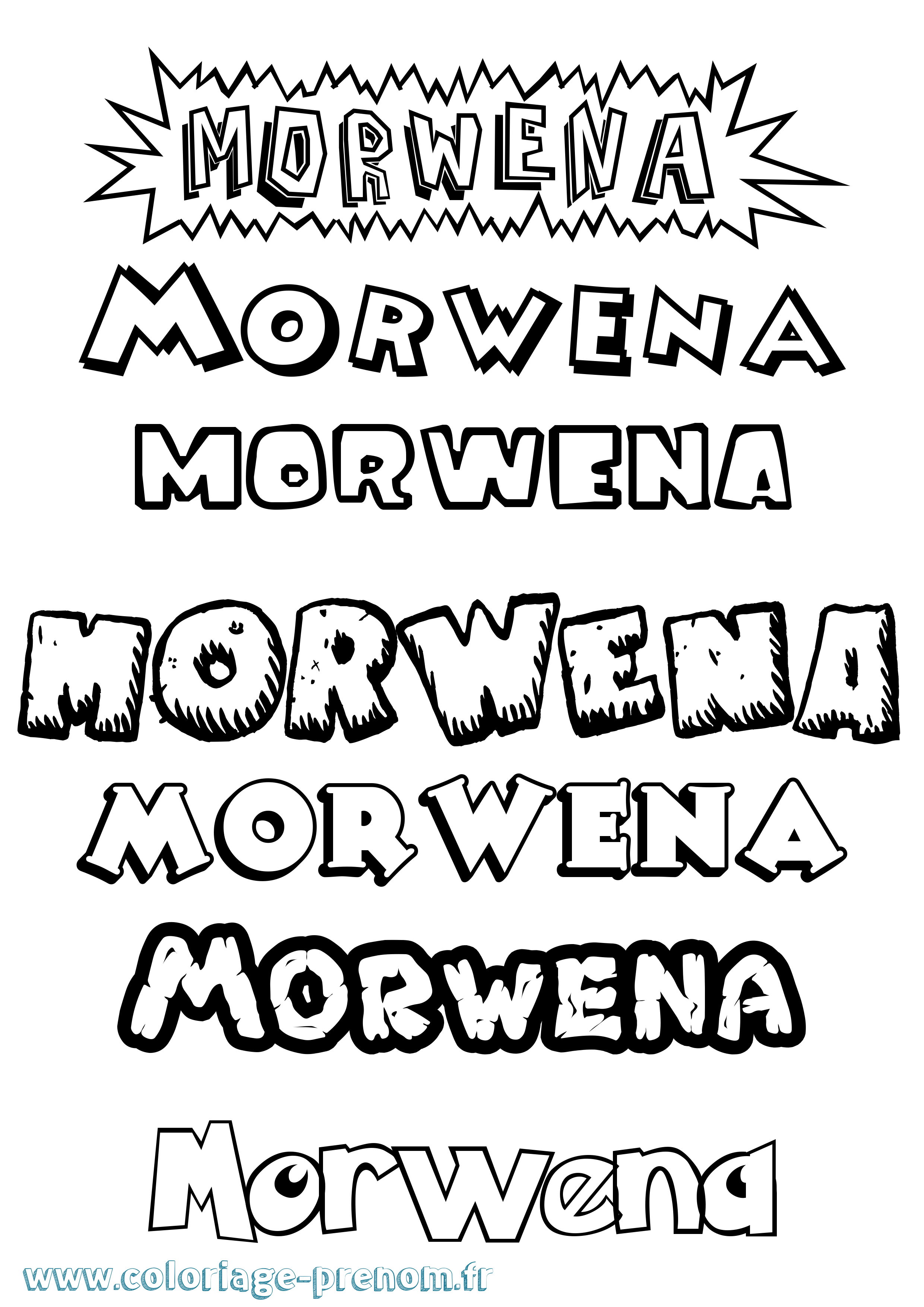 Coloriage Morwena Dessin Animé Coloriage prénom Morwena Dessin Animé