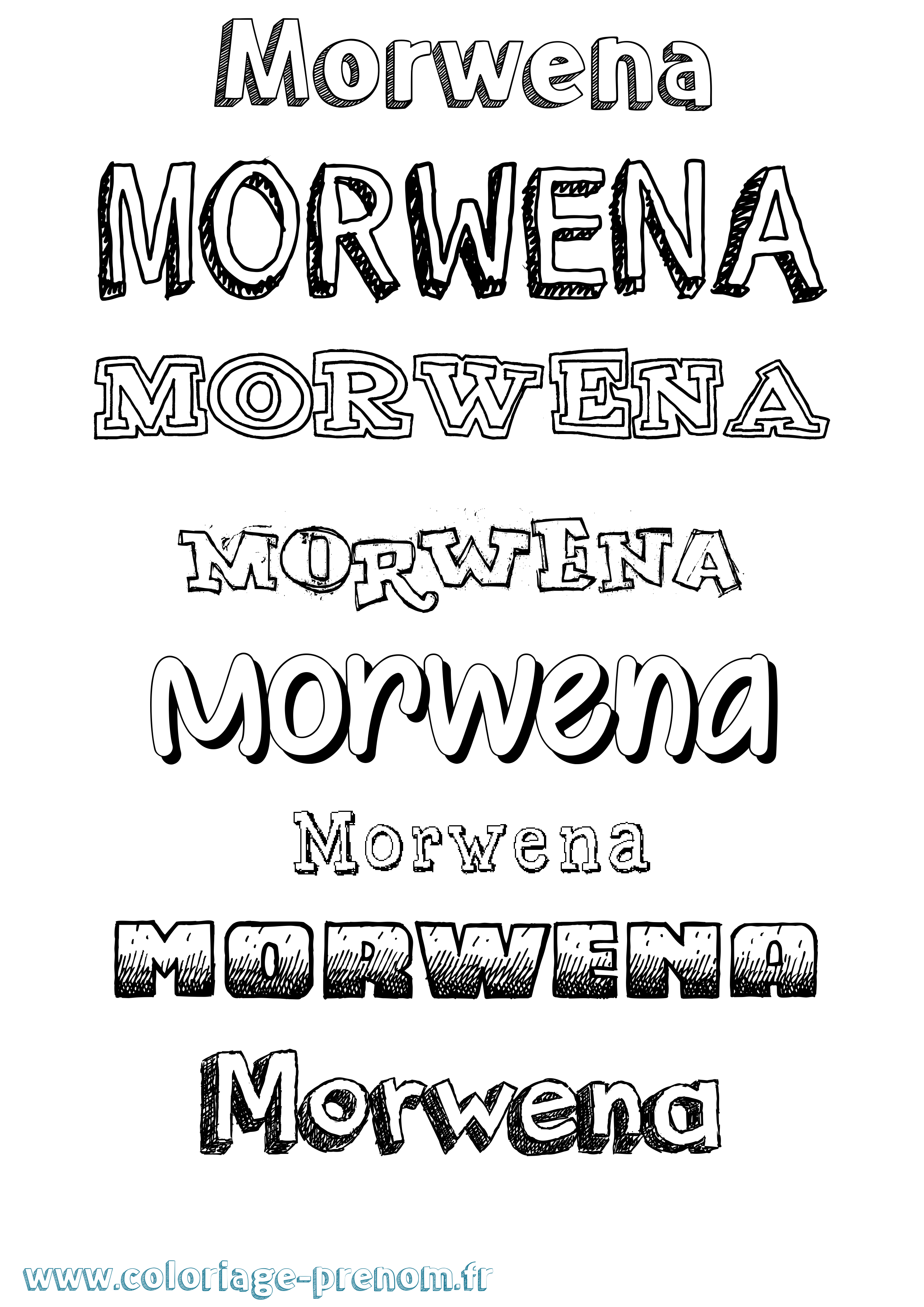 Coloriage Morwena Dessiné Coloriage prénom Morwena Dessiné