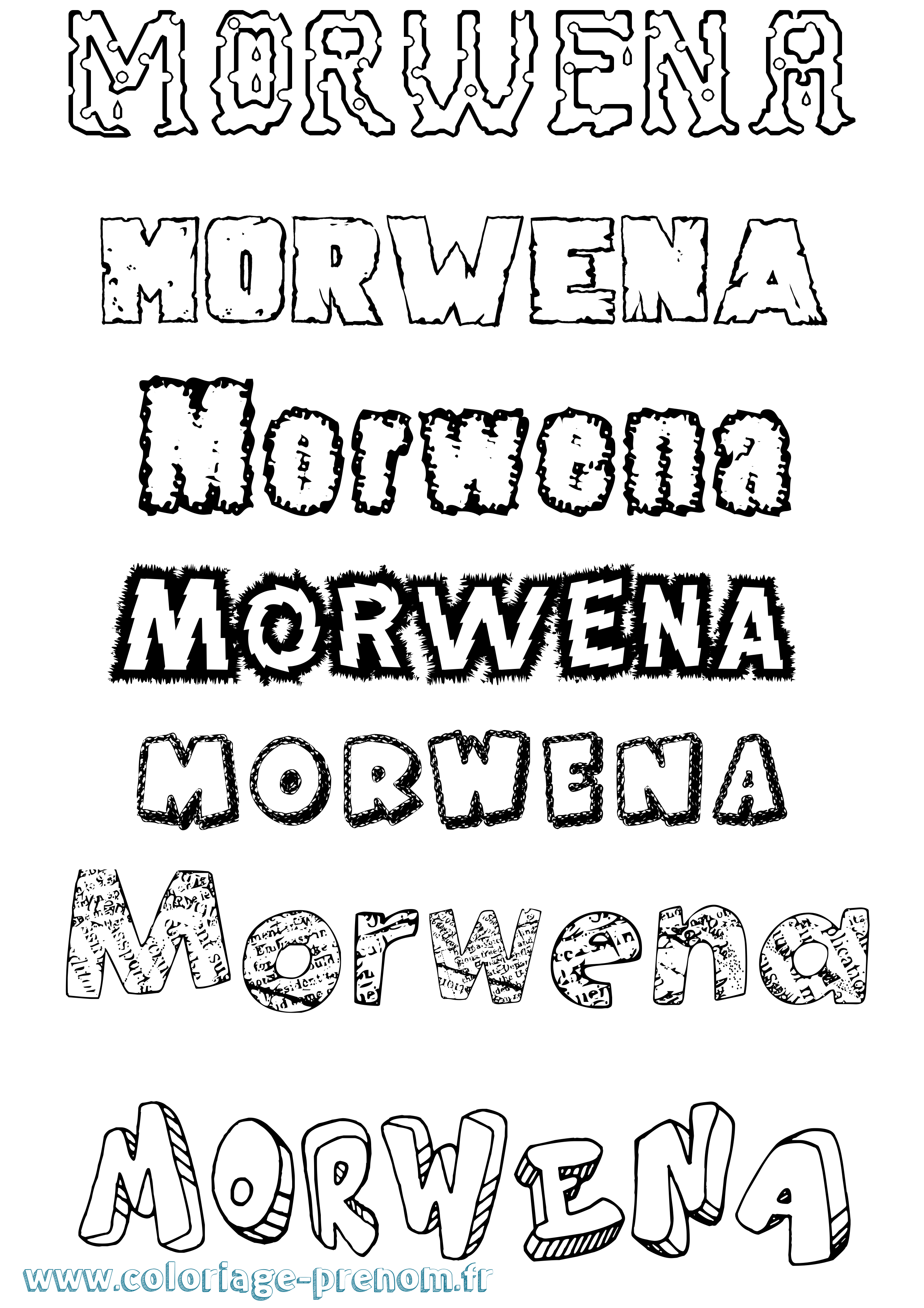 Coloriage Morwena Destructuré Coloriage prénom Morwena Destructuré