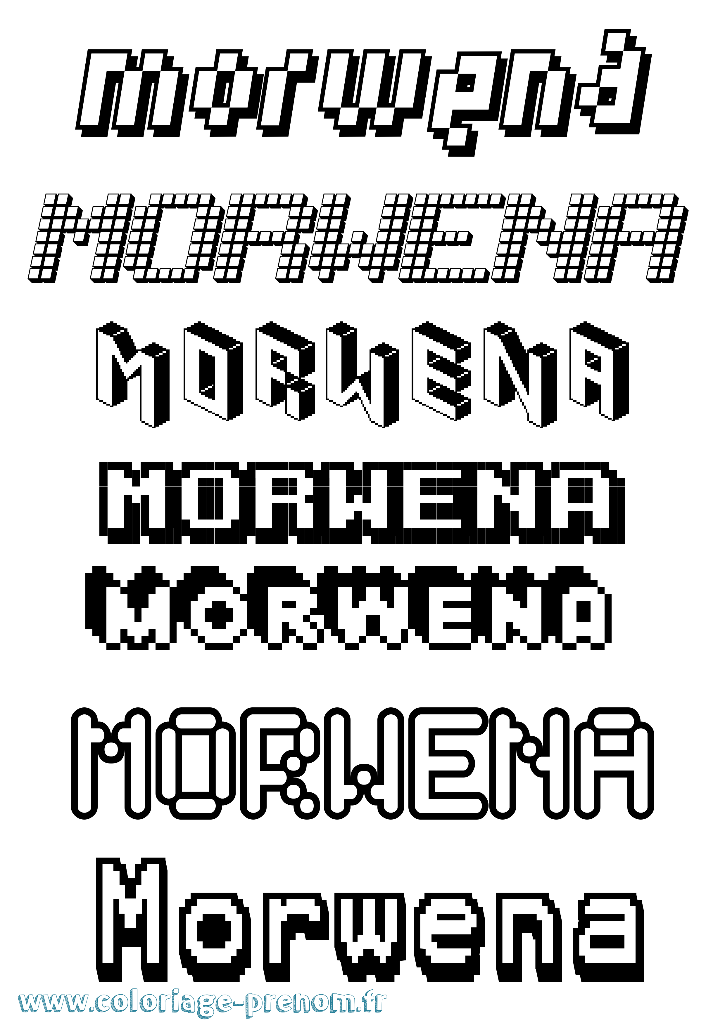 Coloriage Morwena Pixel Coloriage prénom Morwena Pixel
