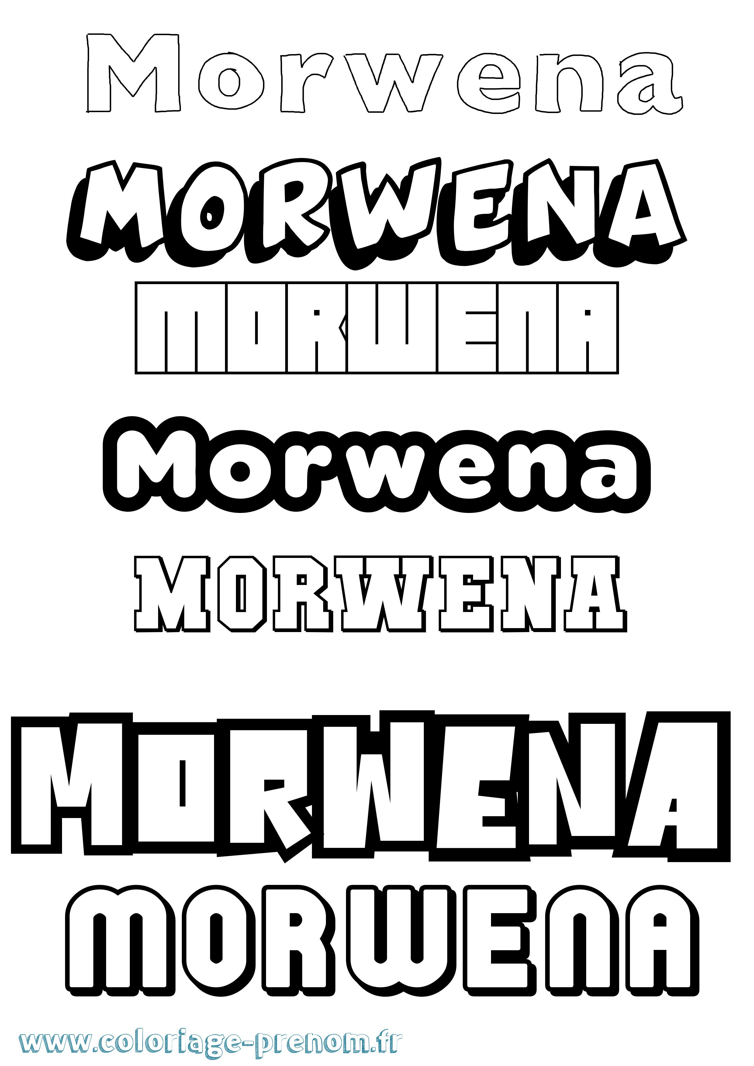 Coloriage Morwena Simple Coloriage prénom Morwena Simple
