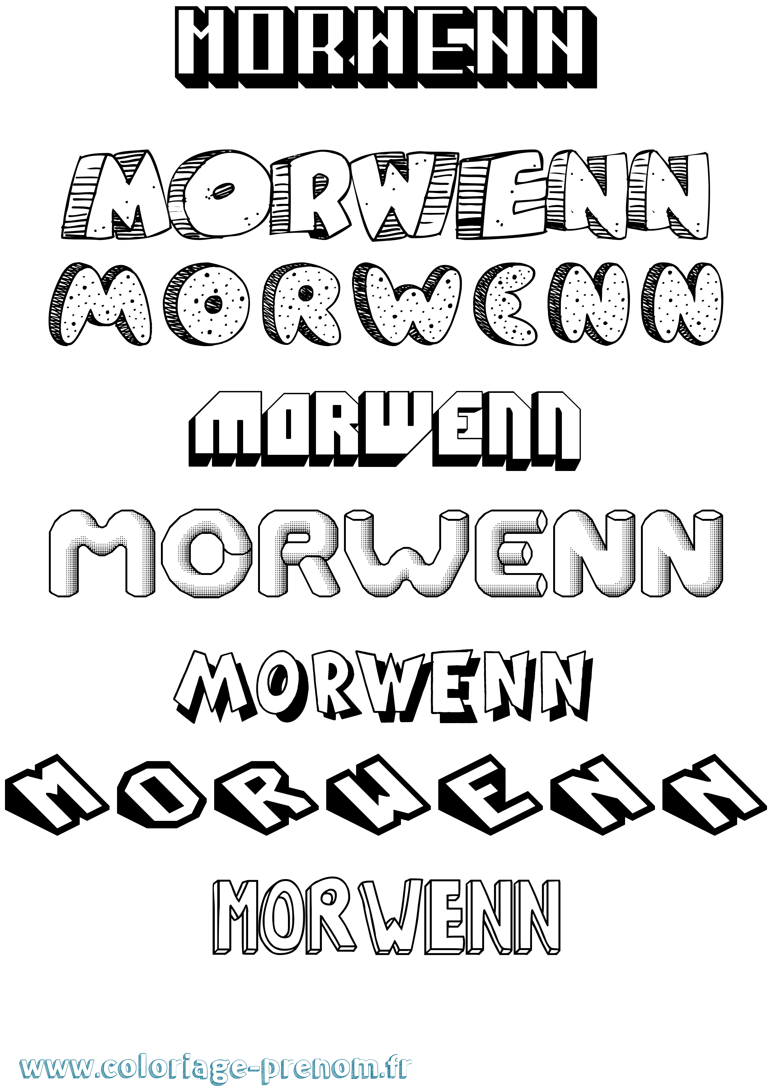 Coloriage Morwenn Effet 3D Coloriage prénom Morwenn Effet 3D