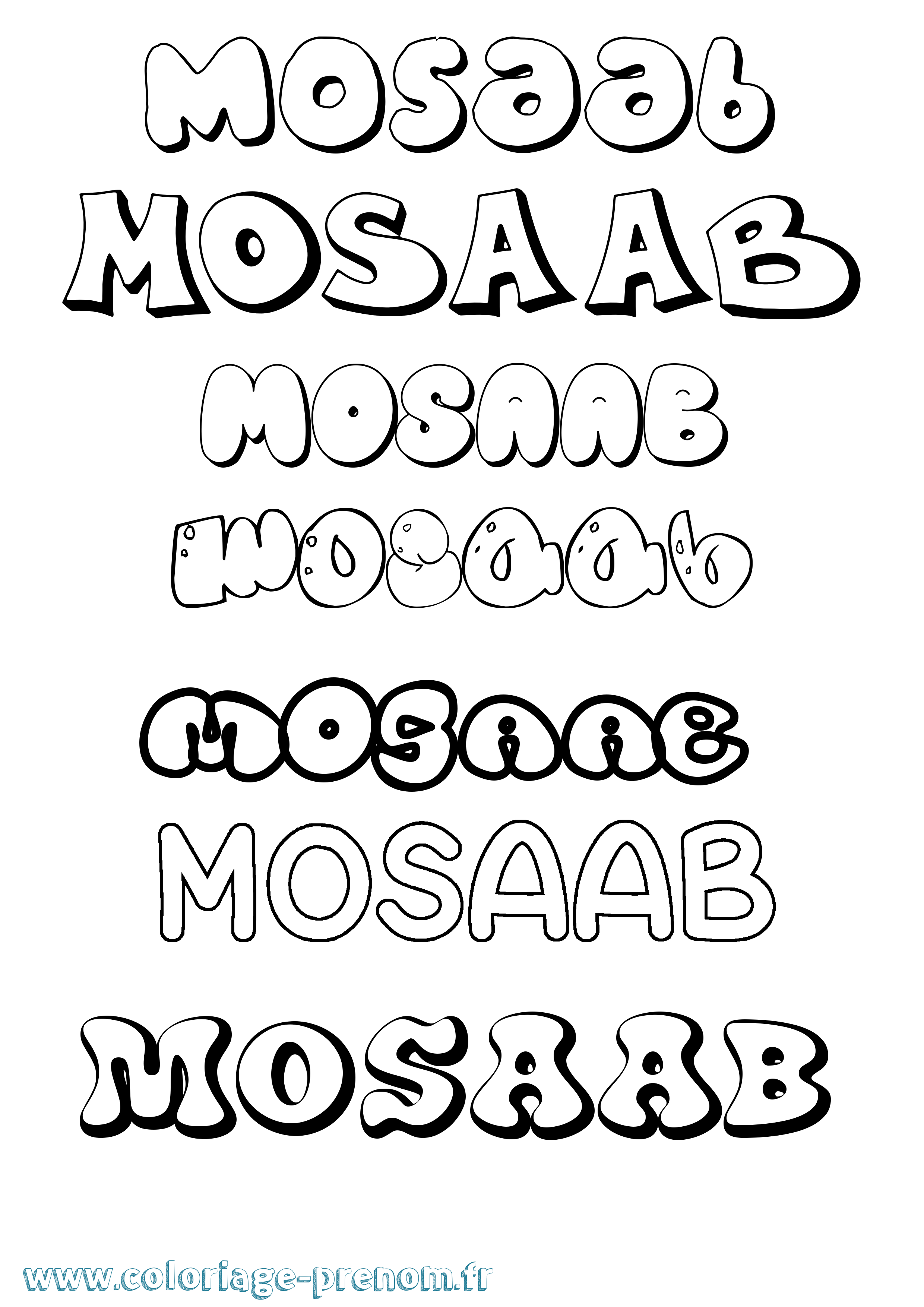 Coloriage Mosaab Bubble Coloriage prénom Mosaab Bubble