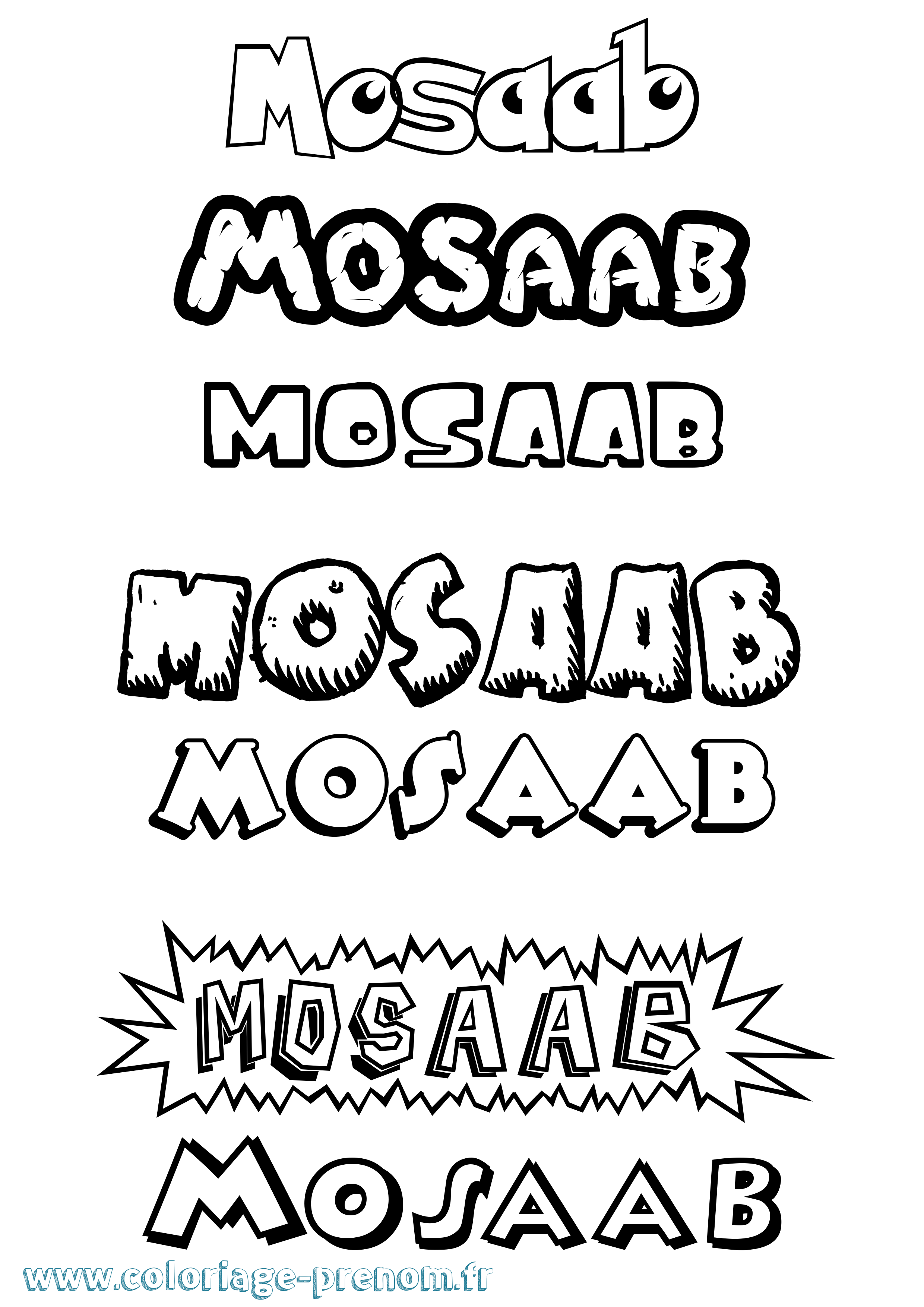 Coloriage Mosaab Dessin Animé Coloriage prénom Mosaab Dessin Animé