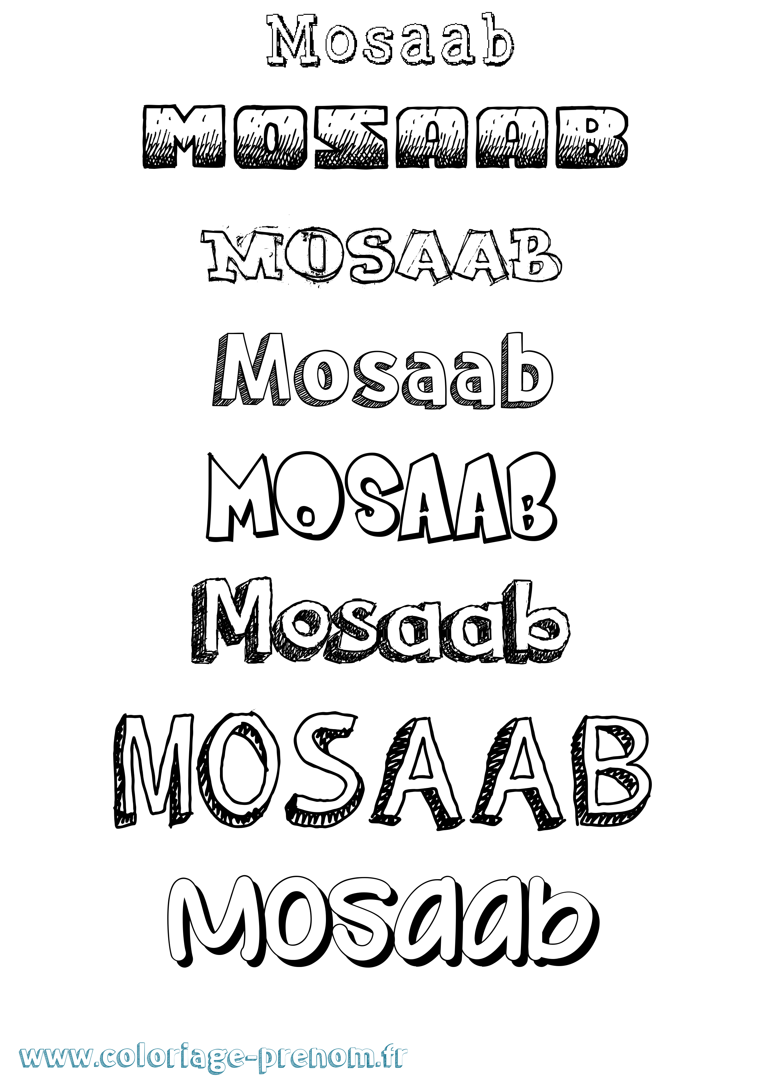 Coloriage Mosaab Dessiné Coloriage prénom Mosaab Dessiné