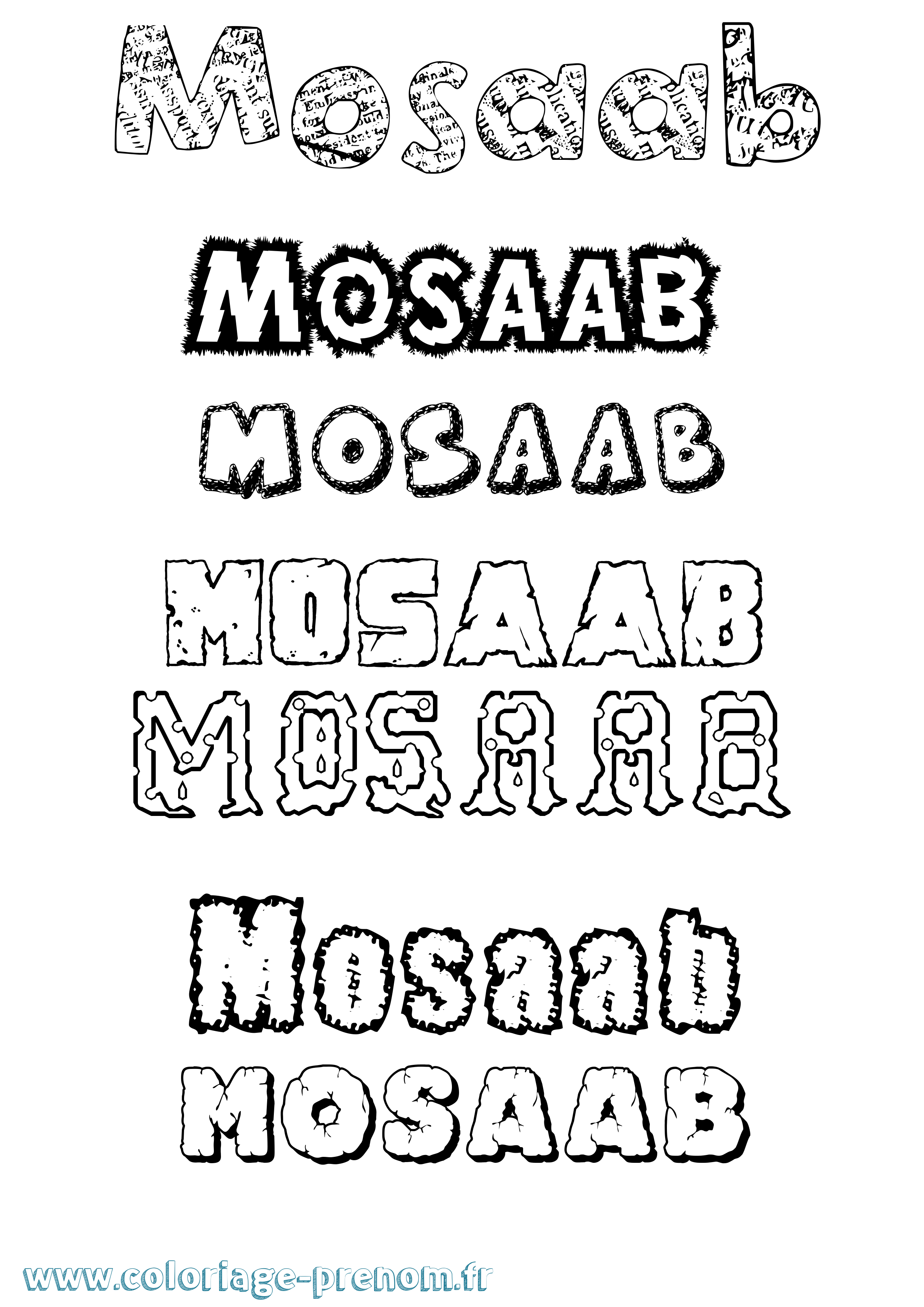 Coloriage Mosaab Destructuré Coloriage prénom Mosaab Destructuré