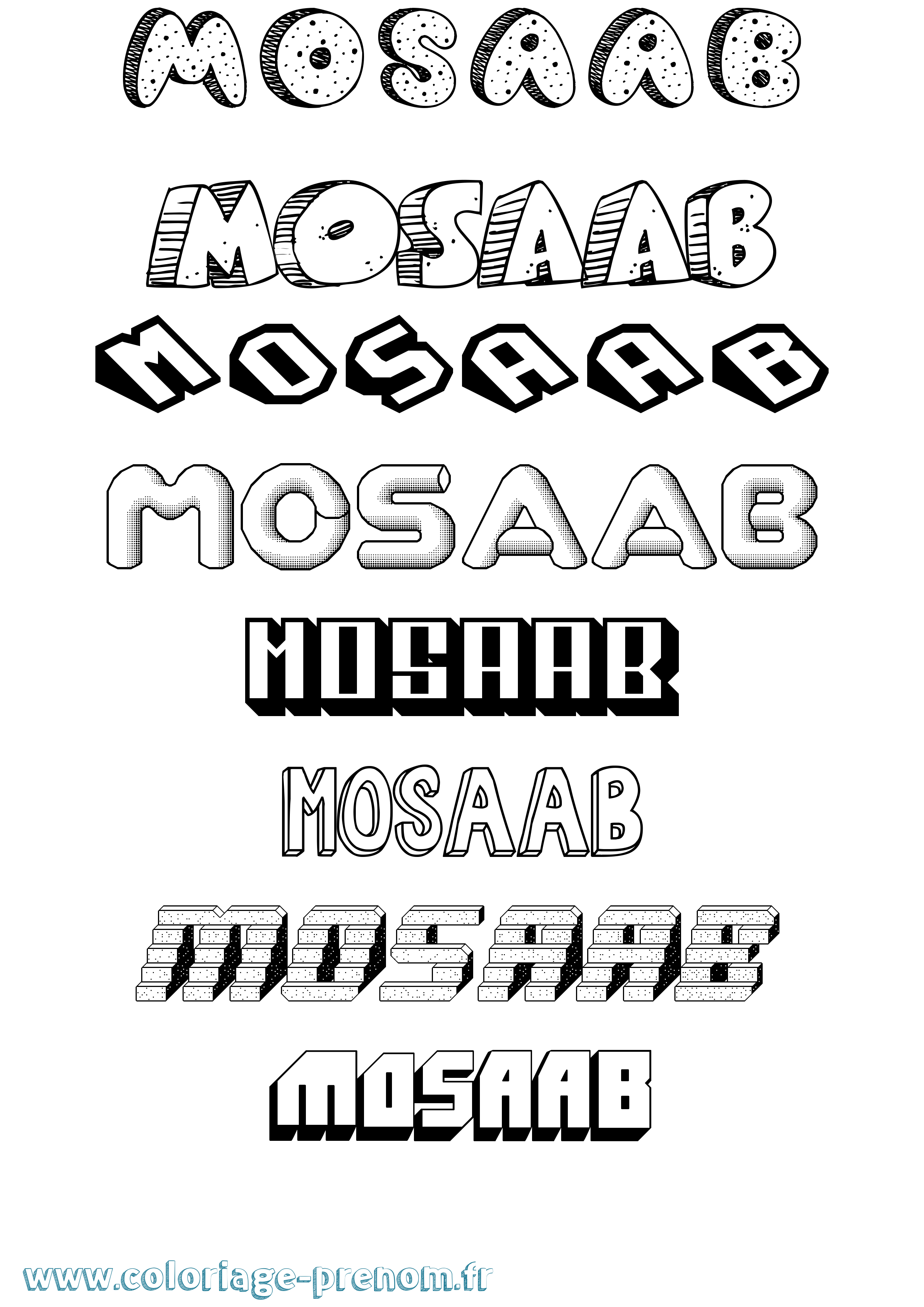 Coloriage Mosaab Effet 3D Coloriage prénom Mosaab Effet 3D