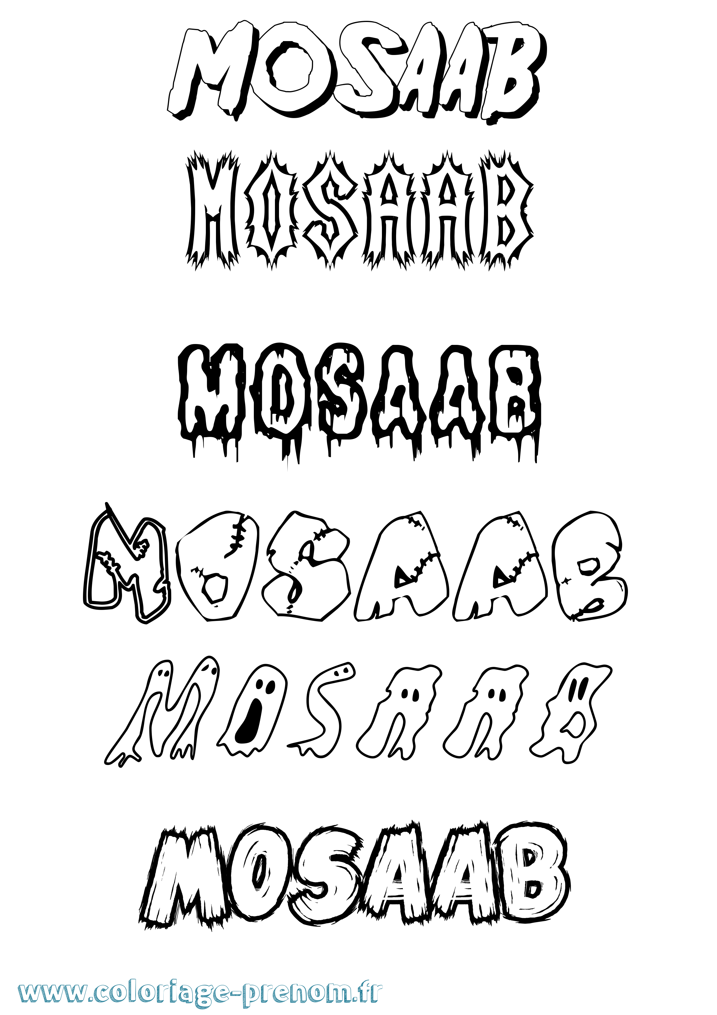 Coloriage Mosaab Frisson Coloriage prénom Mosaab Frisson
