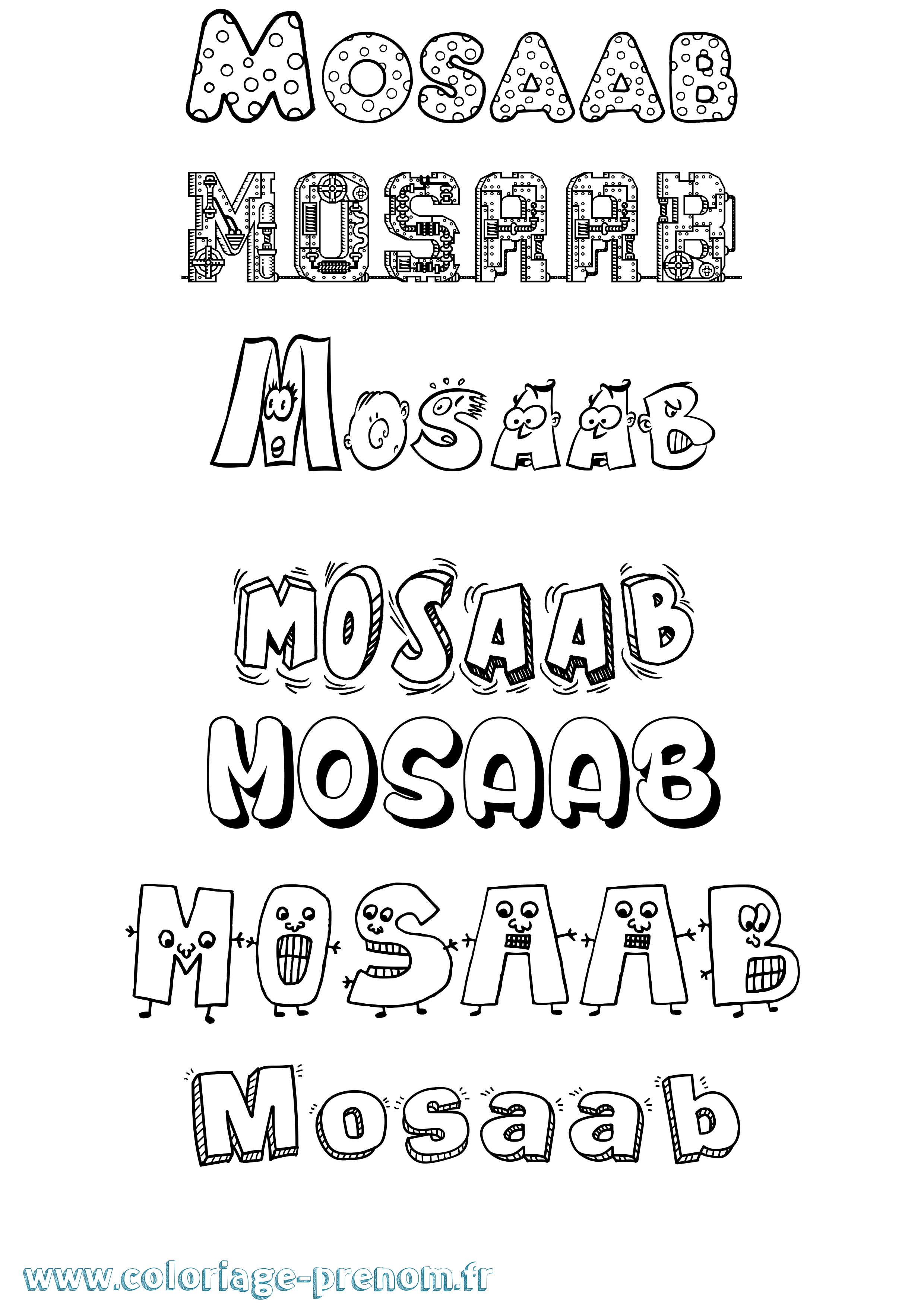 Coloriage Mosaab Fun Coloriage prénom Mosaab Fun