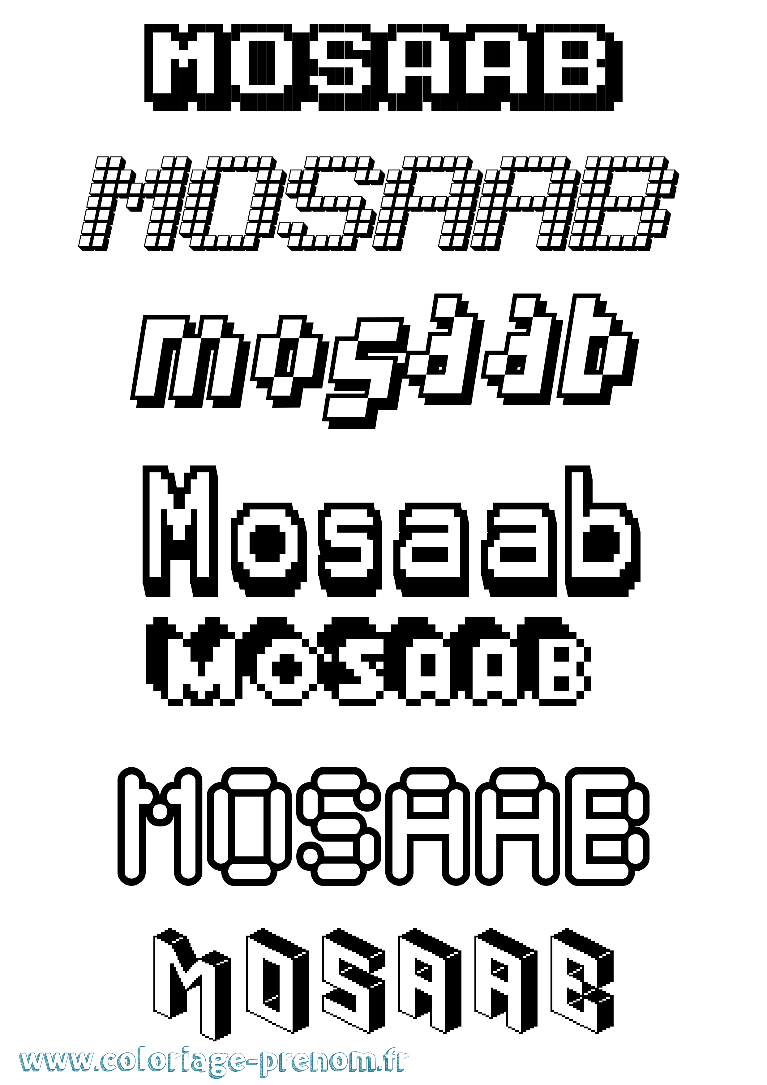 Coloriage Mosaab Pixel Coloriage prénom Mosaab Pixel