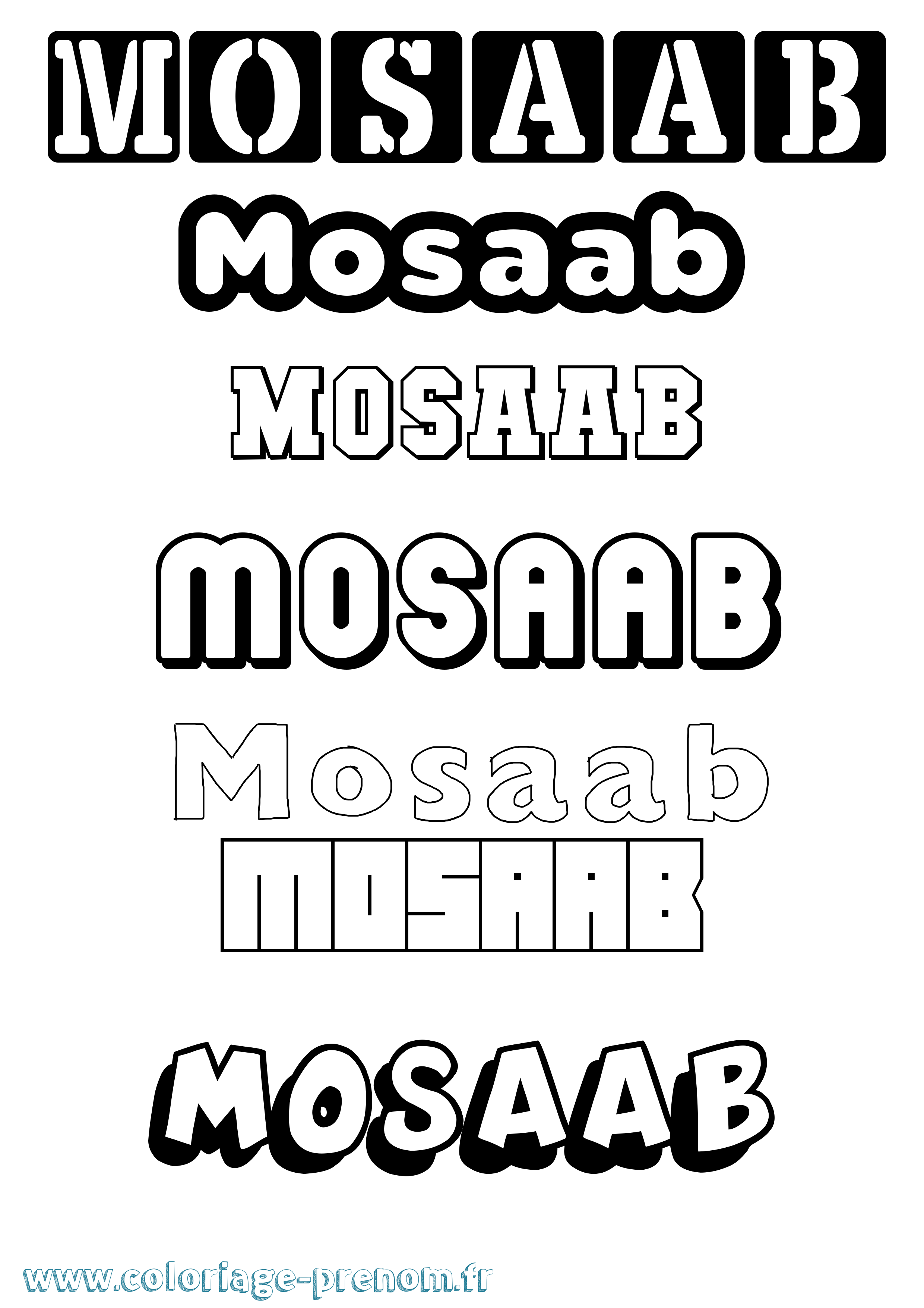 Coloriage Mosaab Simple Coloriage prénom Mosaab Simple