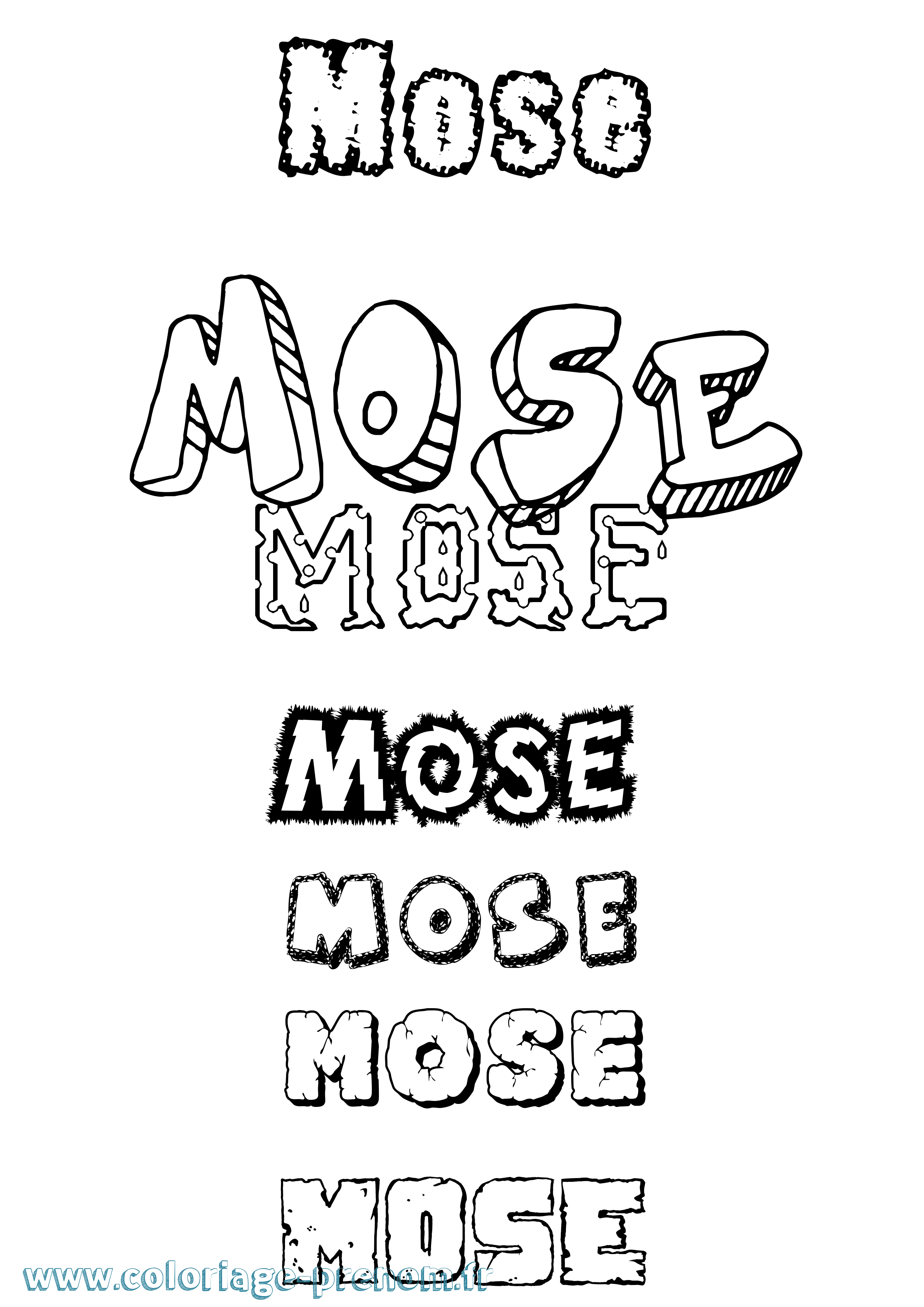 Coloriage Mose Destructuré Coloriage prénom Mose Destructuré