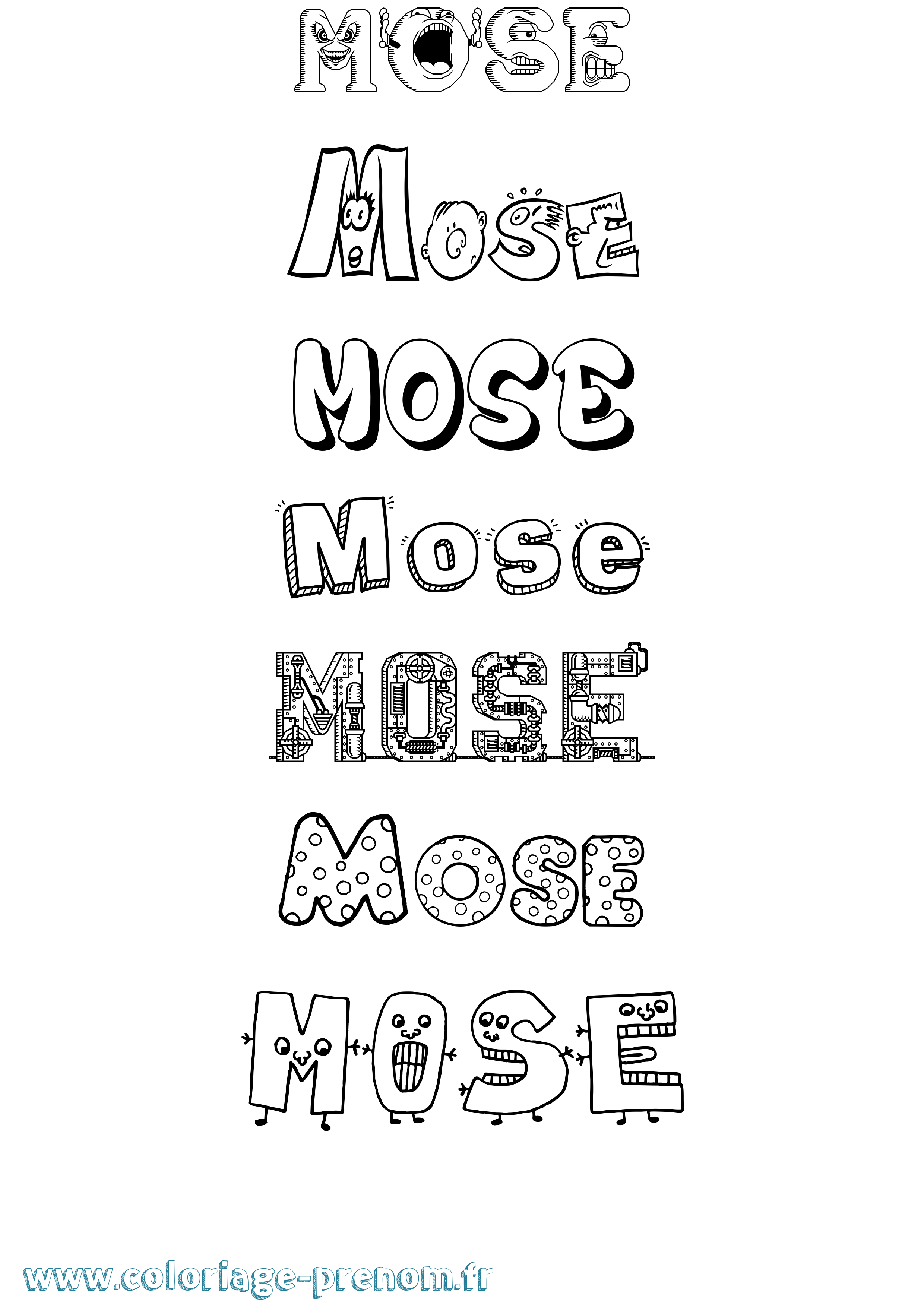 Coloriage Mose Fun Coloriage prénom Mose Fun