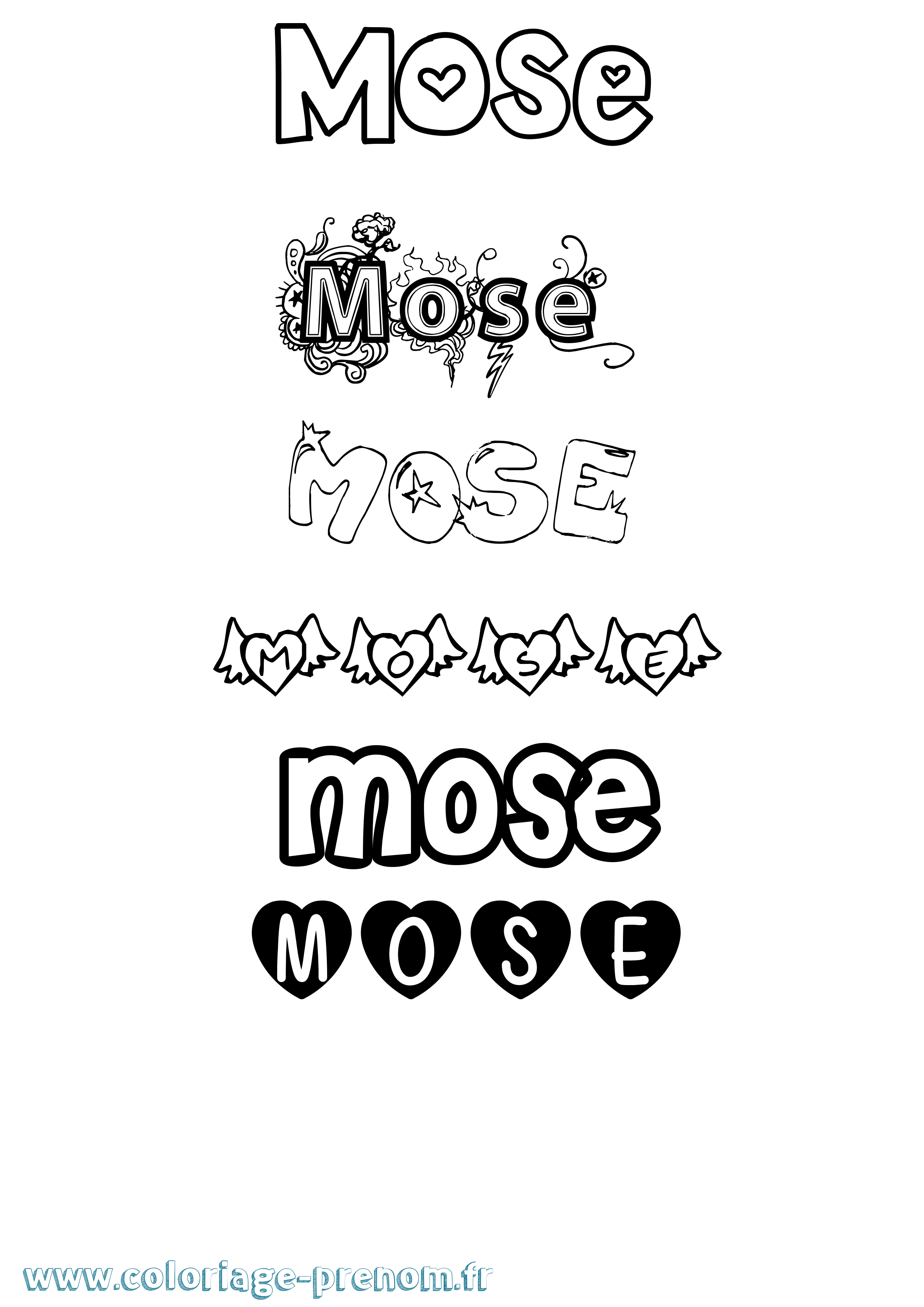 Coloriage Mose Girly Coloriage prénom Mose Girly