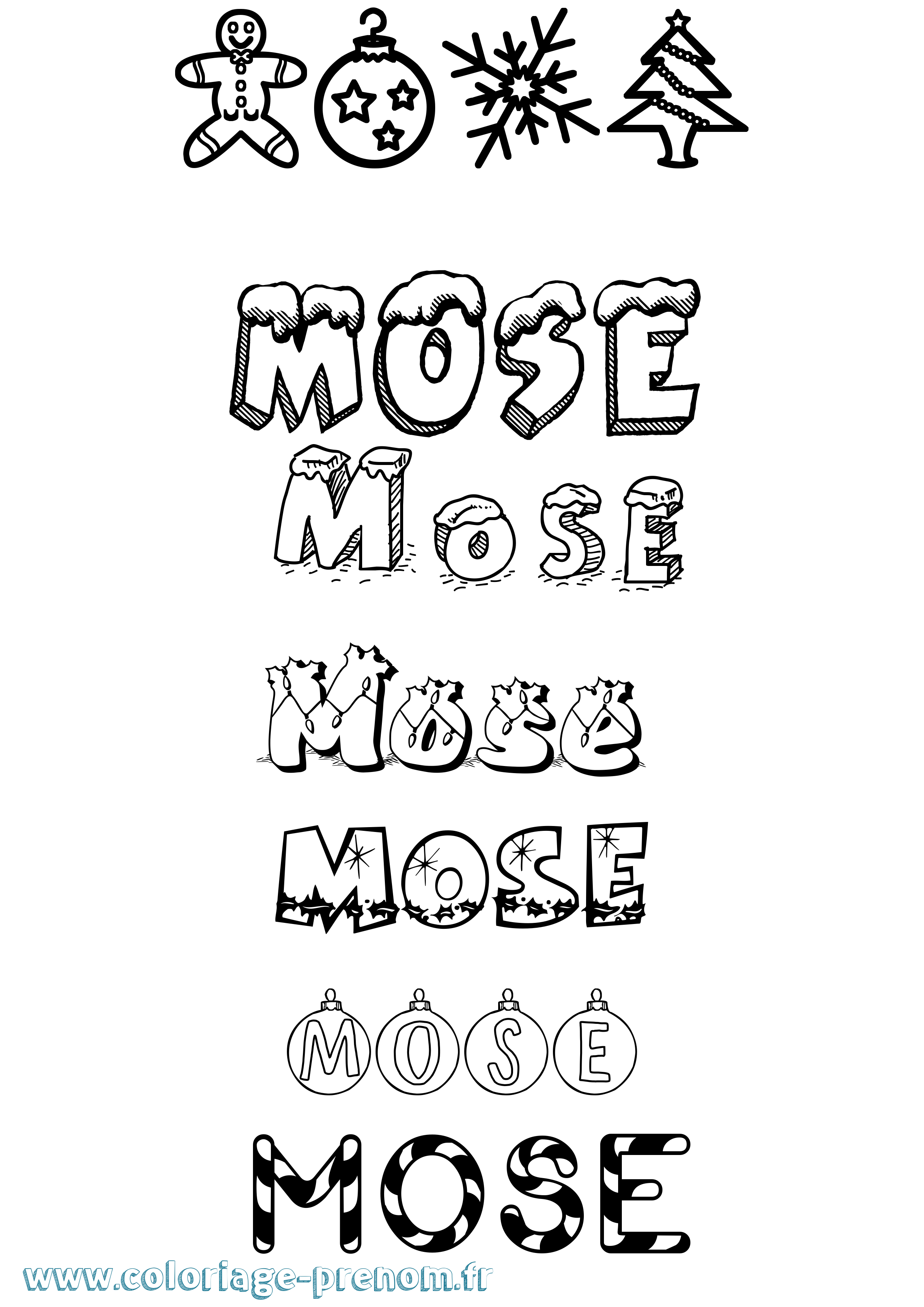 Coloriage Mose Noël Coloriage prénom Mose Noël