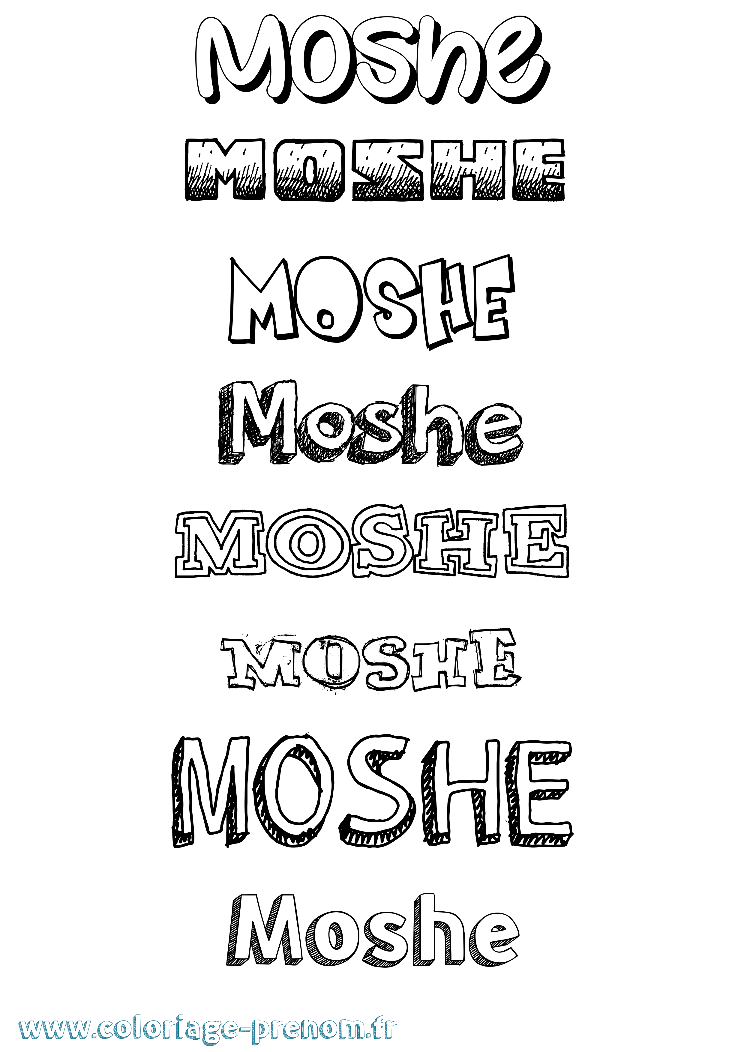 Coloriage Moshe Dessiné Coloriage prénom Moshe Dessiné