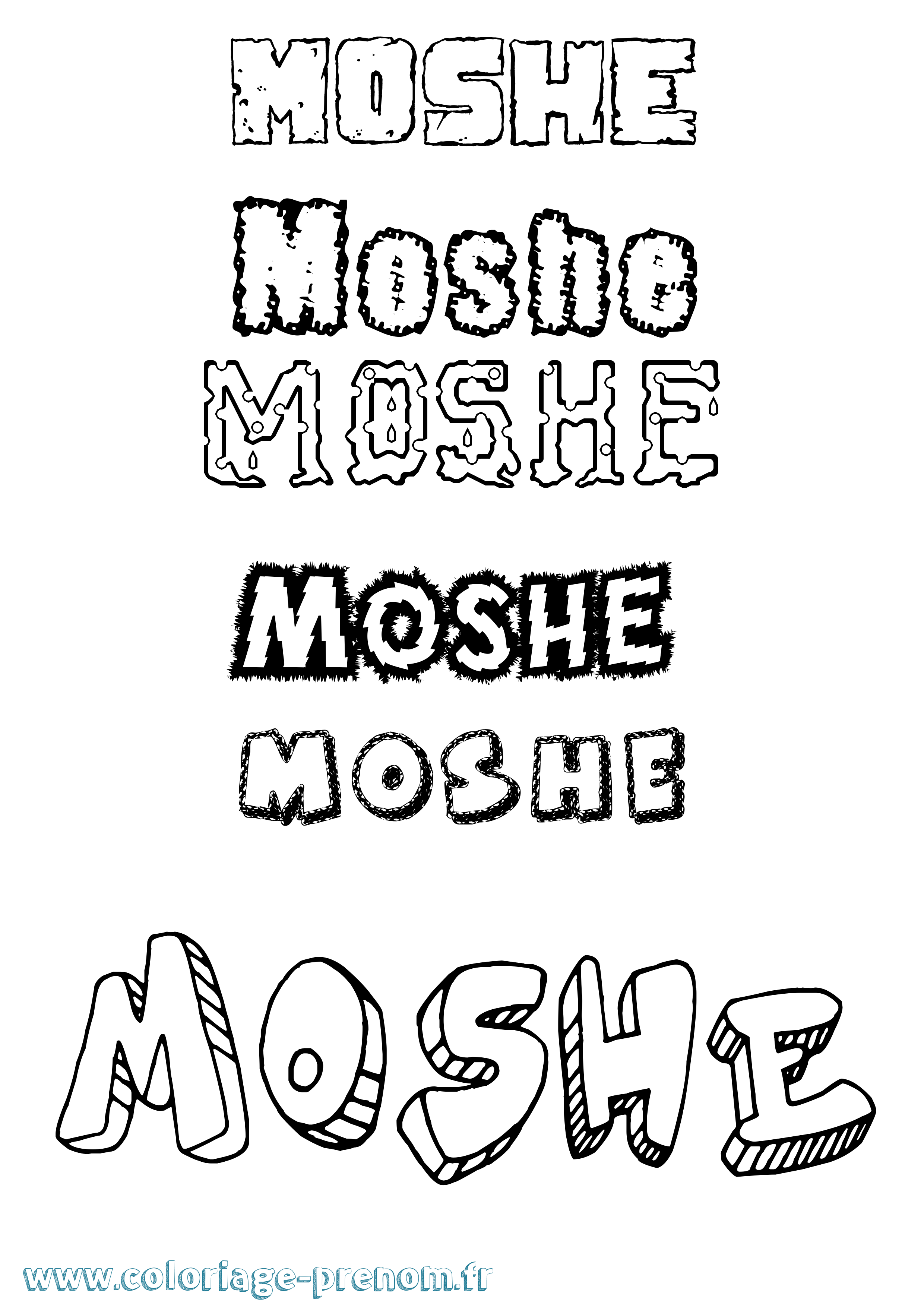 Coloriage Moshe Destructuré Coloriage prénom Moshe Destructuré