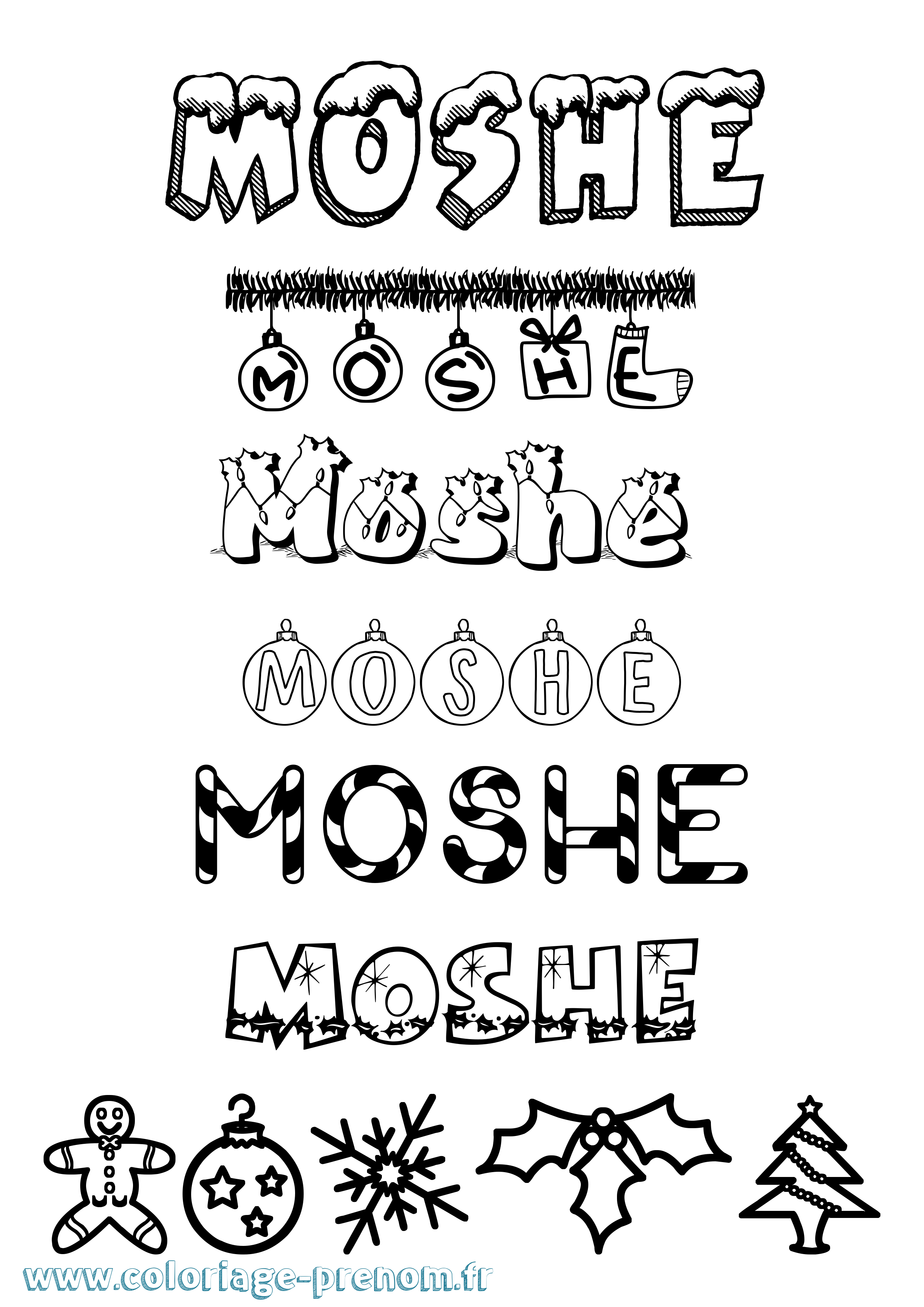 Coloriage Moshe Noël Coloriage prénom Moshe Noël