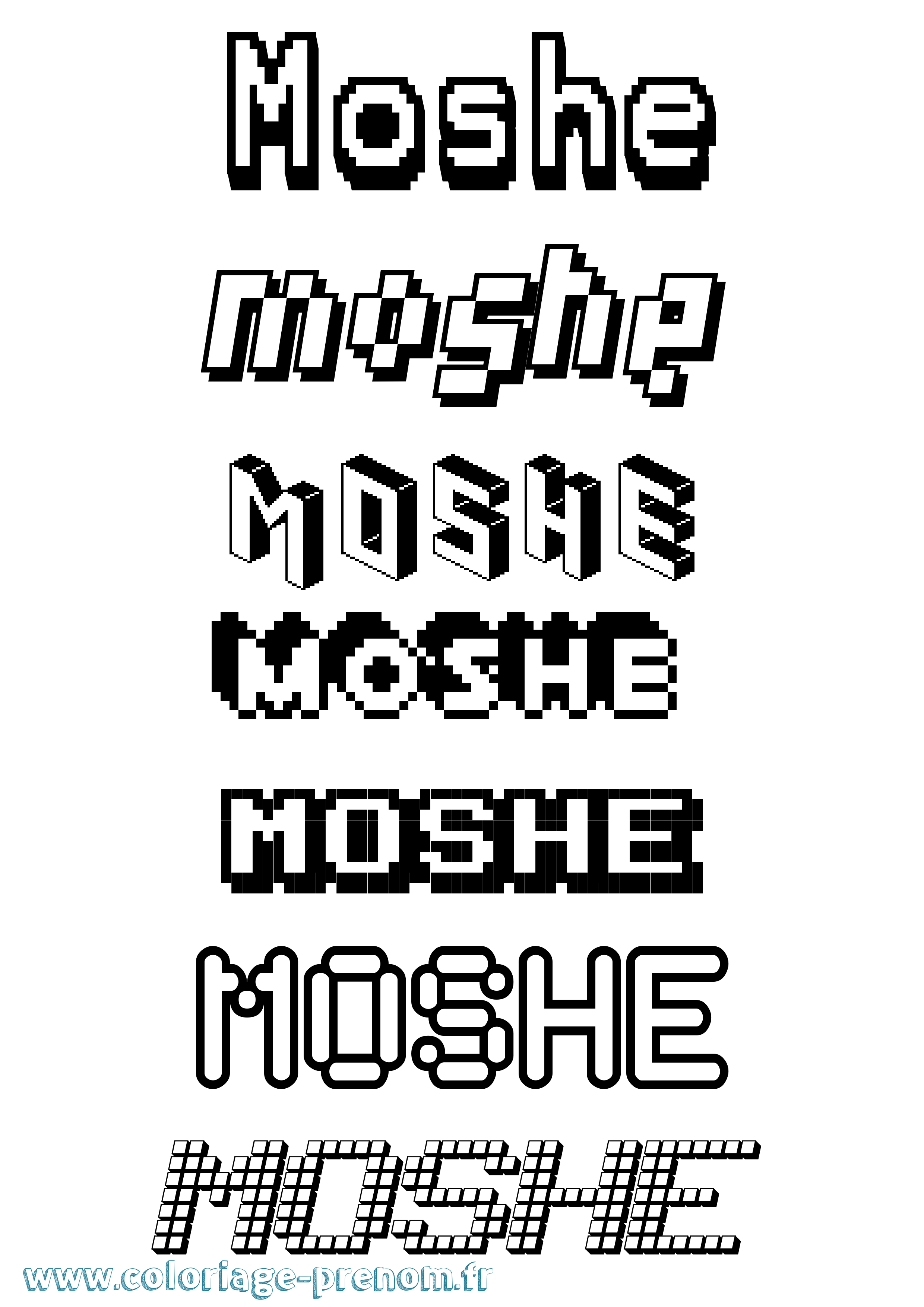 Coloriage Moshe Pixel Coloriage prénom Moshe Pixel