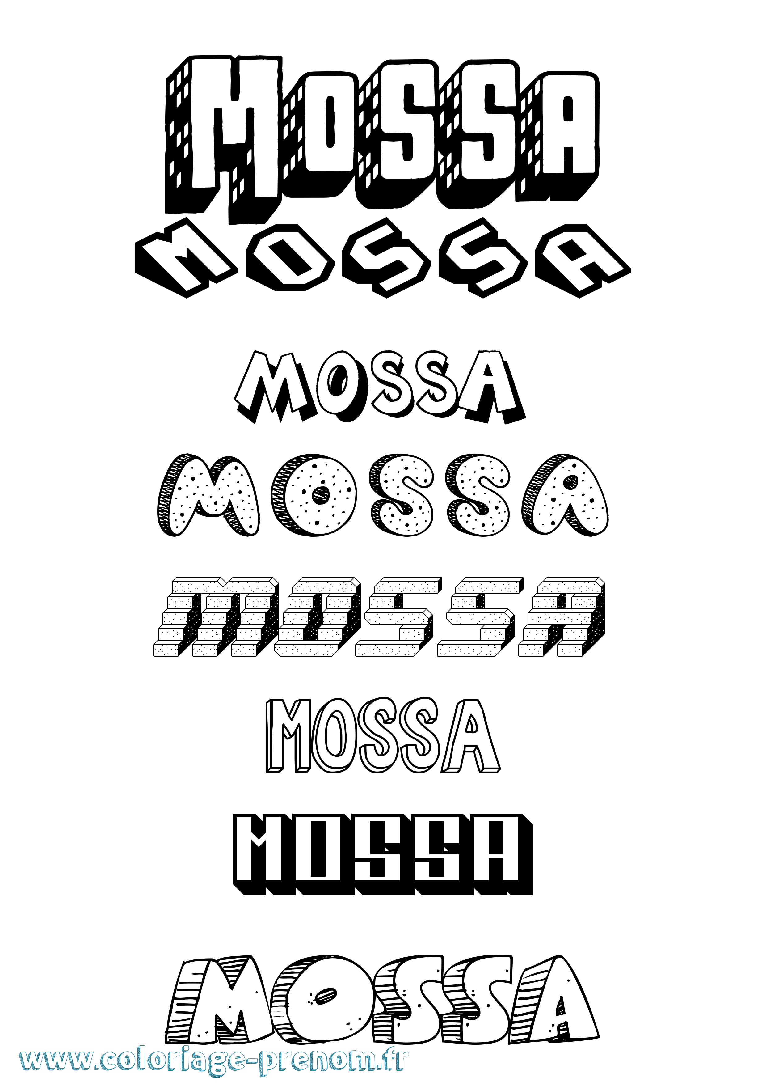 Coloriage Mossa Effet 3D Coloriage prénom Mossa Effet 3D