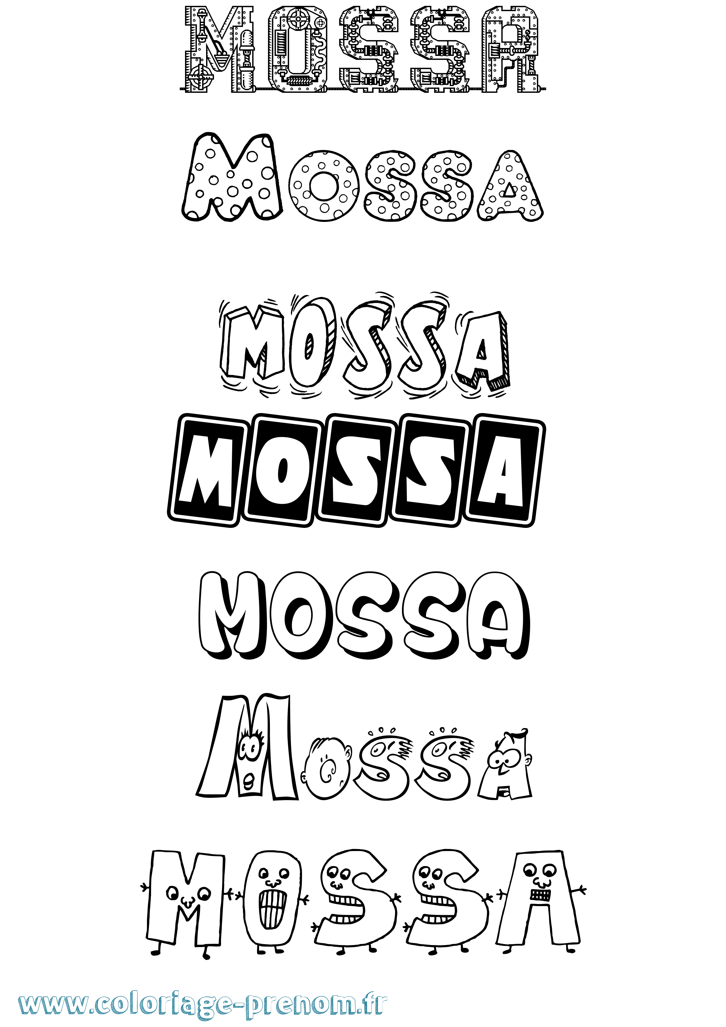 Coloriage Mossa Fun Coloriage prénom Mossa Fun