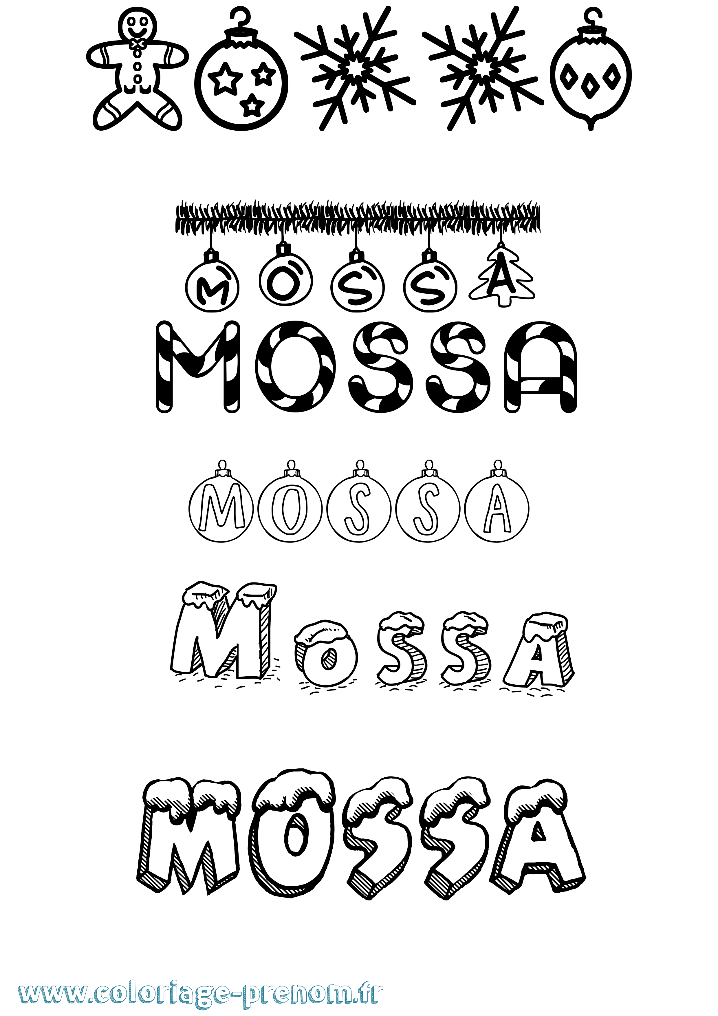 Coloriage Mossa Noël Coloriage prénom Mossa Noël