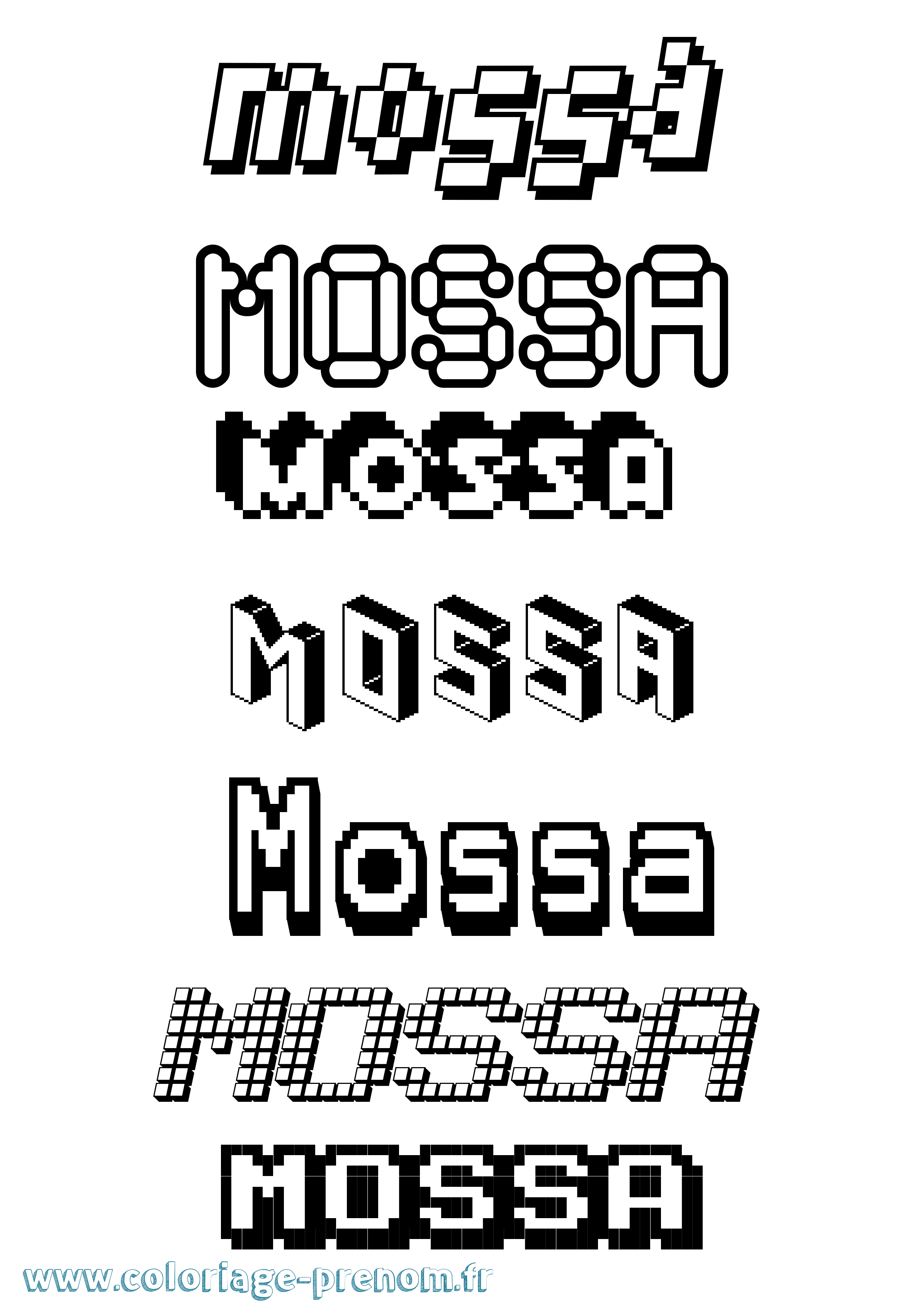 Coloriage Mossa Pixel Coloriage prénom Mossa Pixel