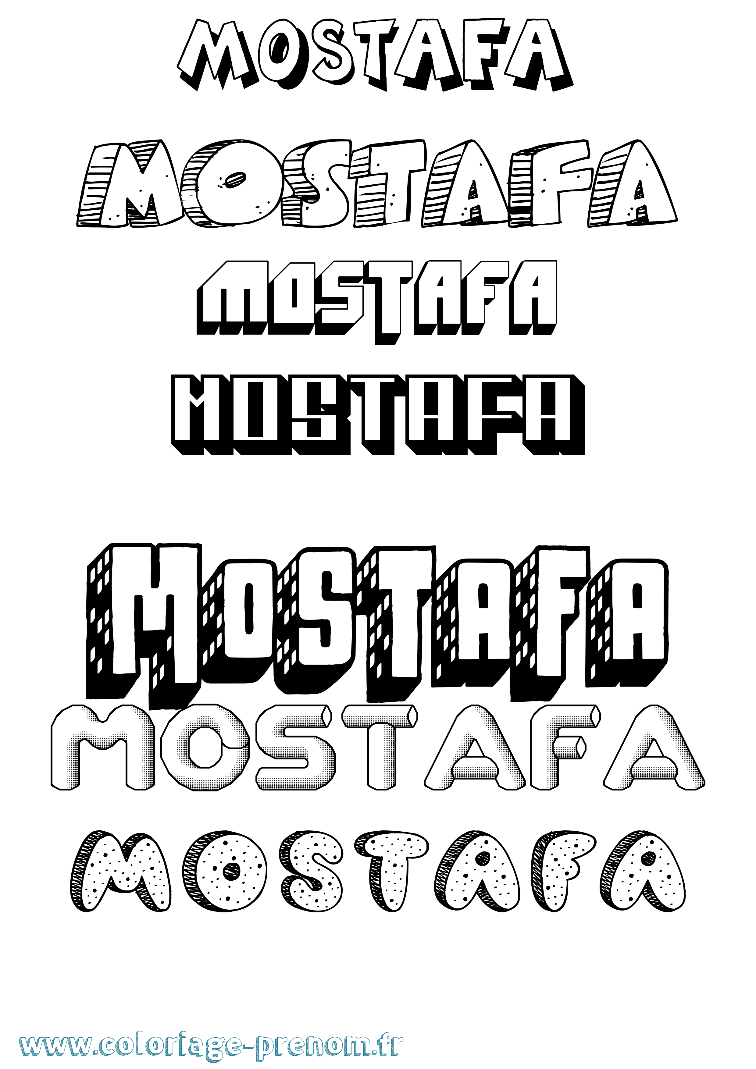 Coloriage Mostafa Effet 3D Coloriage prénom Mostafa Effet 3D