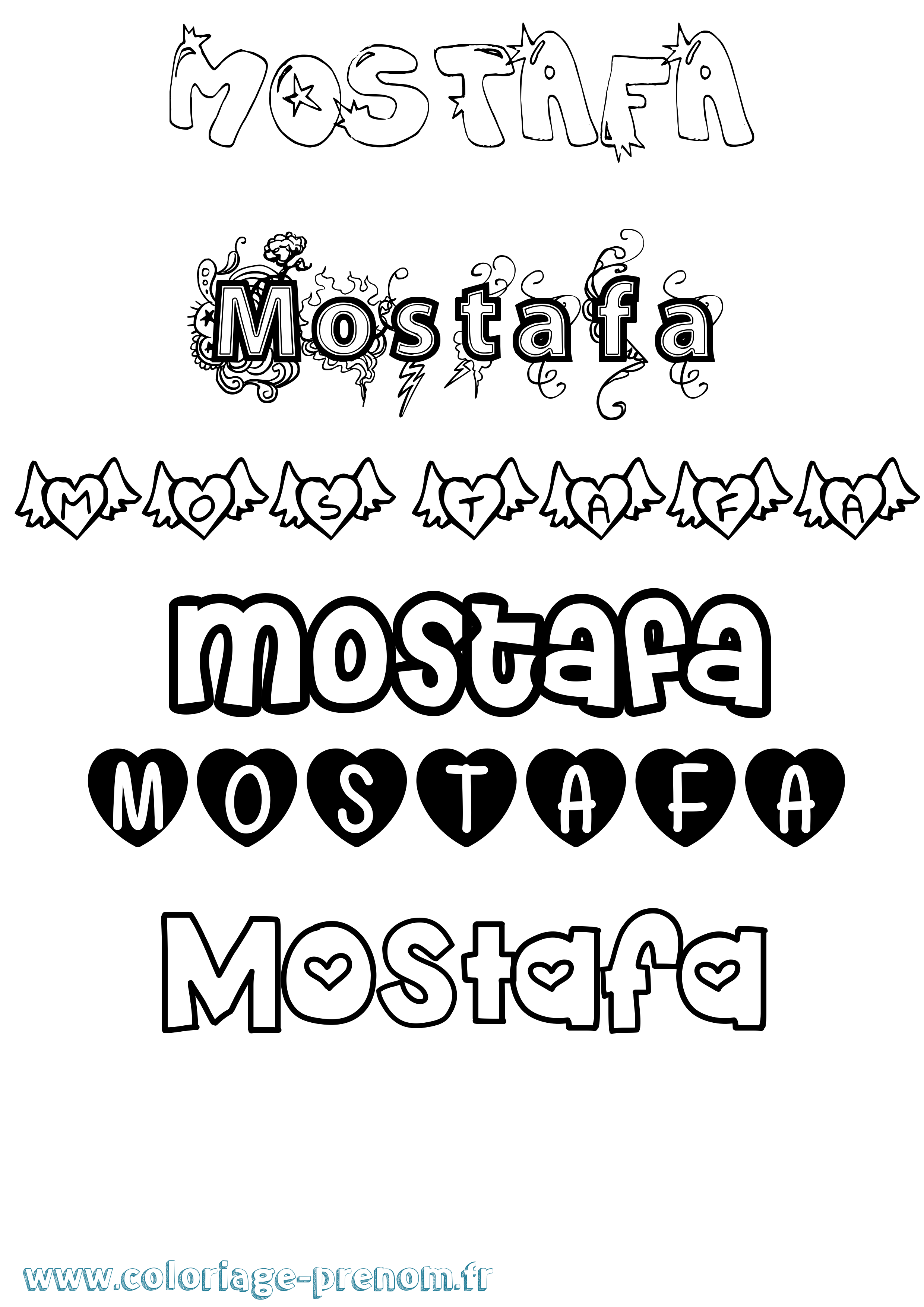 Coloriage Mostafa Girly Coloriage prénom Mostafa Girly