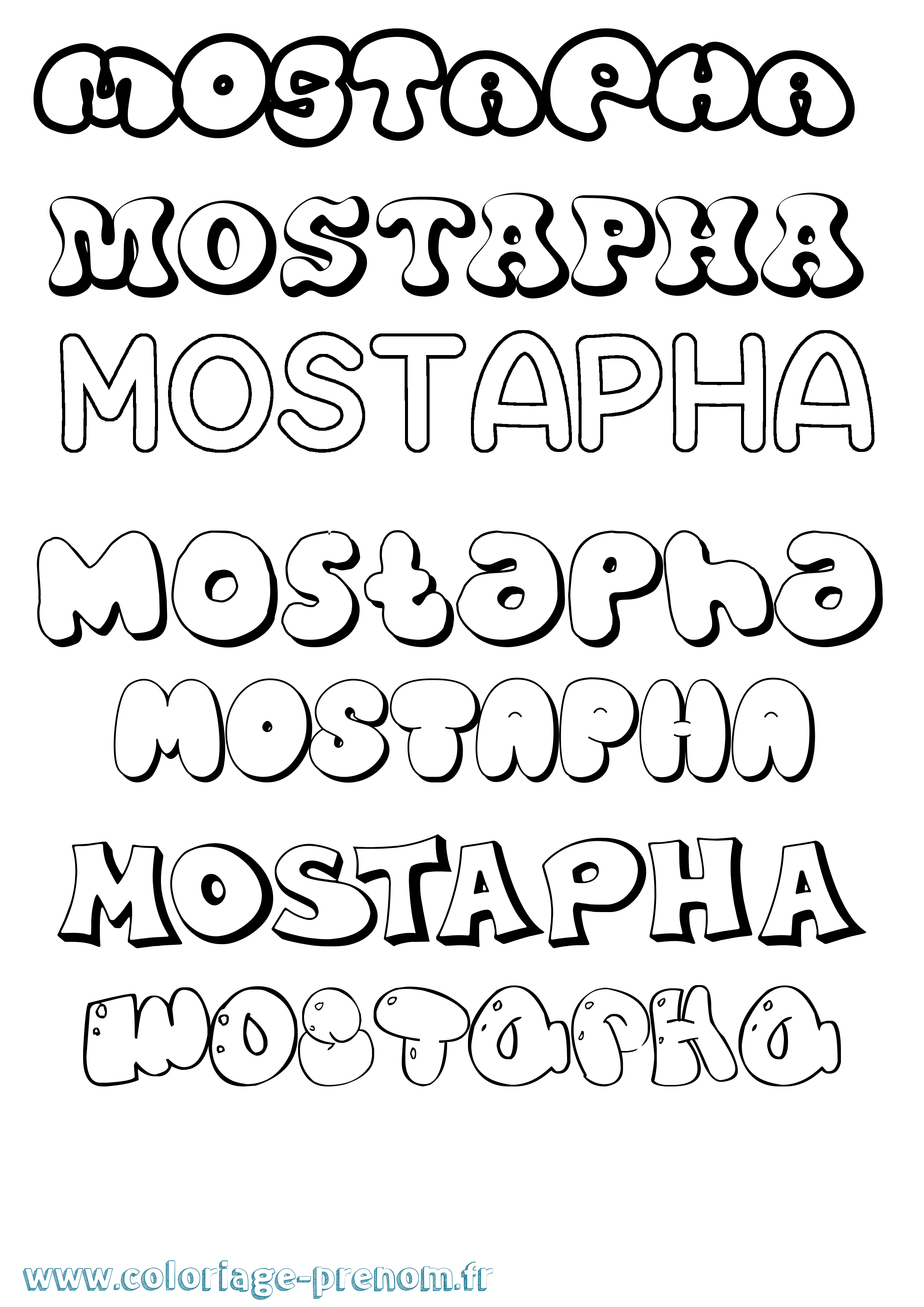 Coloriage Mostapha Bubble Coloriage prénom Mostapha Bubble