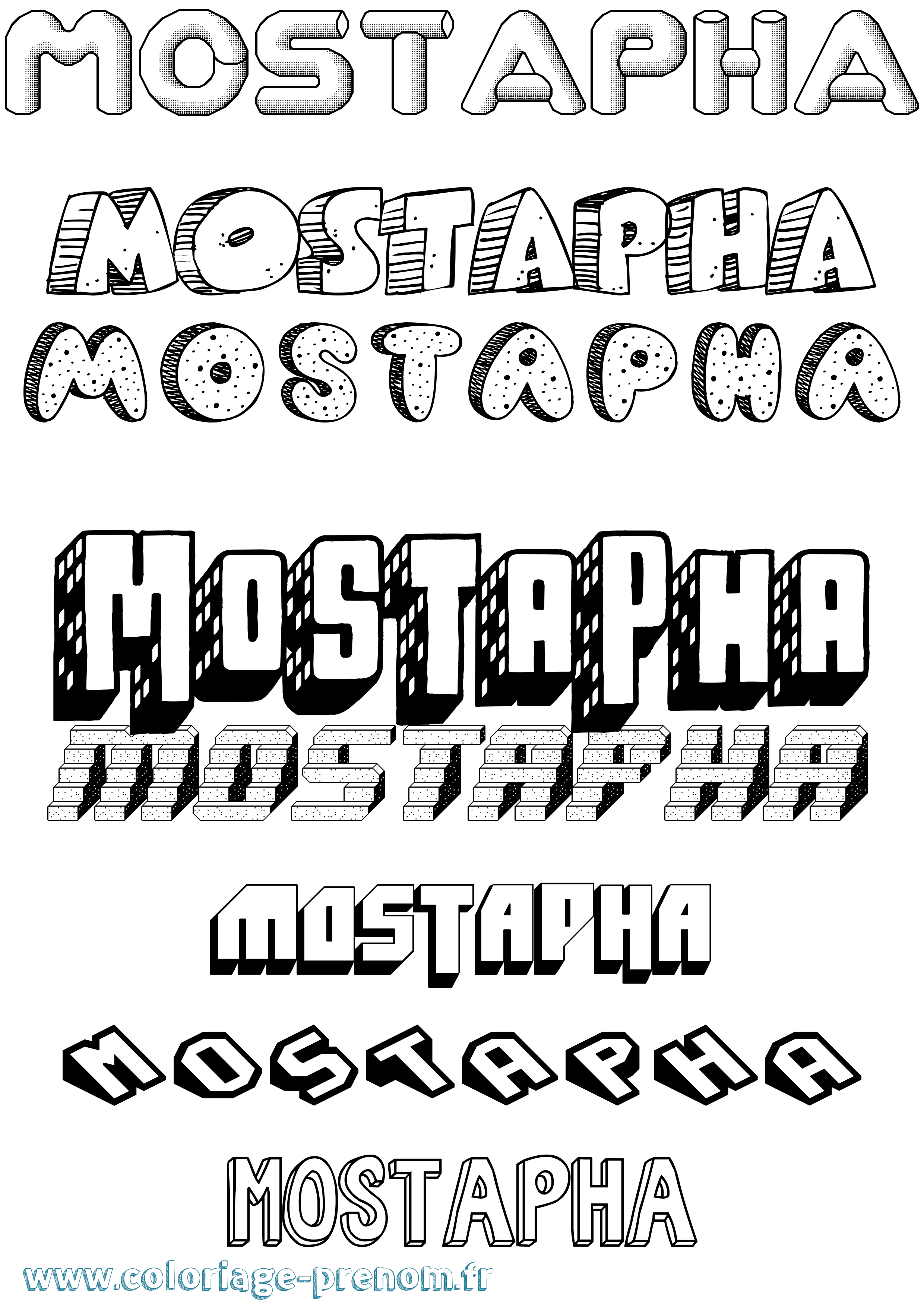 Coloriage Mostapha Effet 3D Coloriage prénom Mostapha Effet 3D