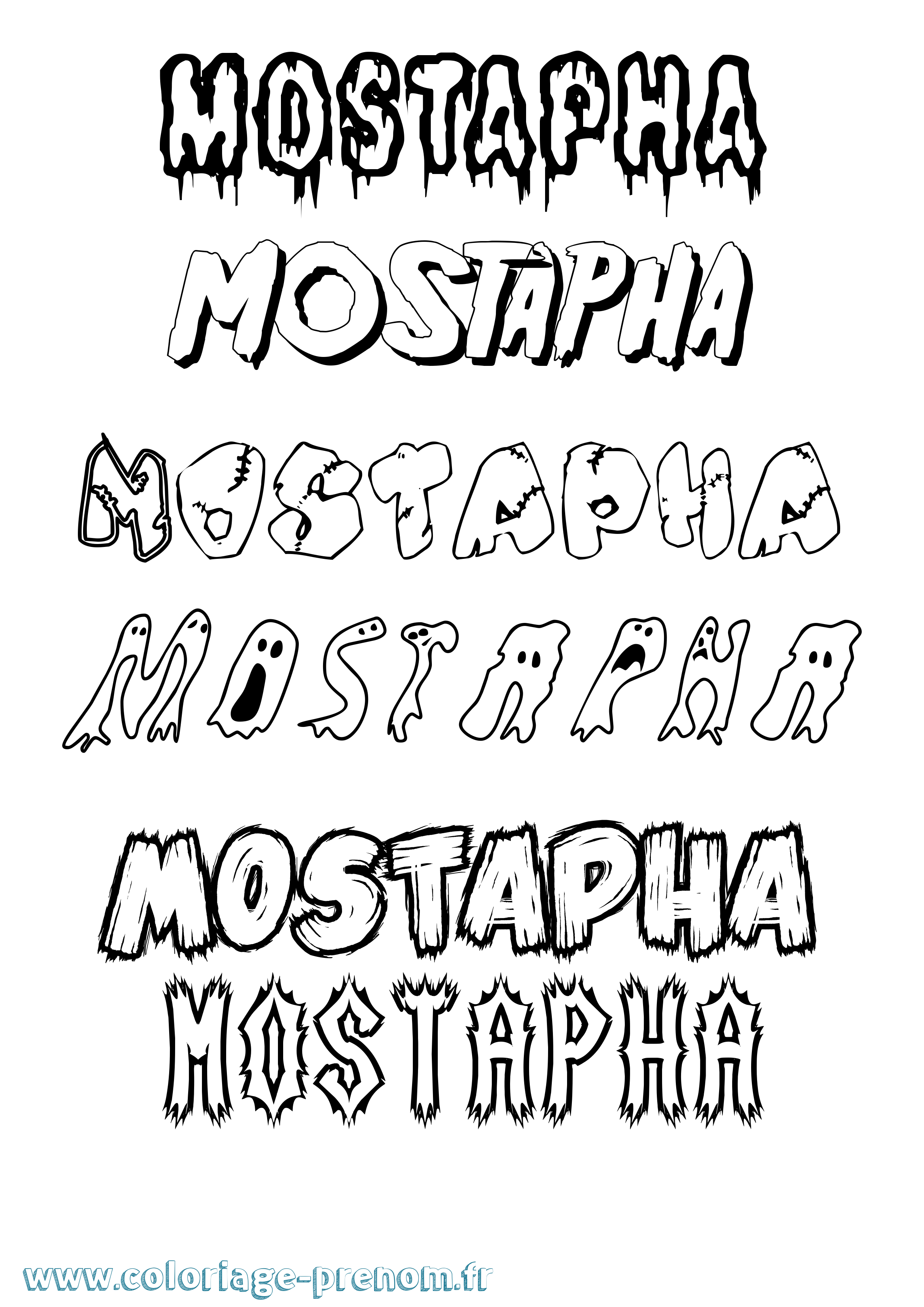 Coloriage Mostapha Frisson Coloriage prénom Mostapha Frisson