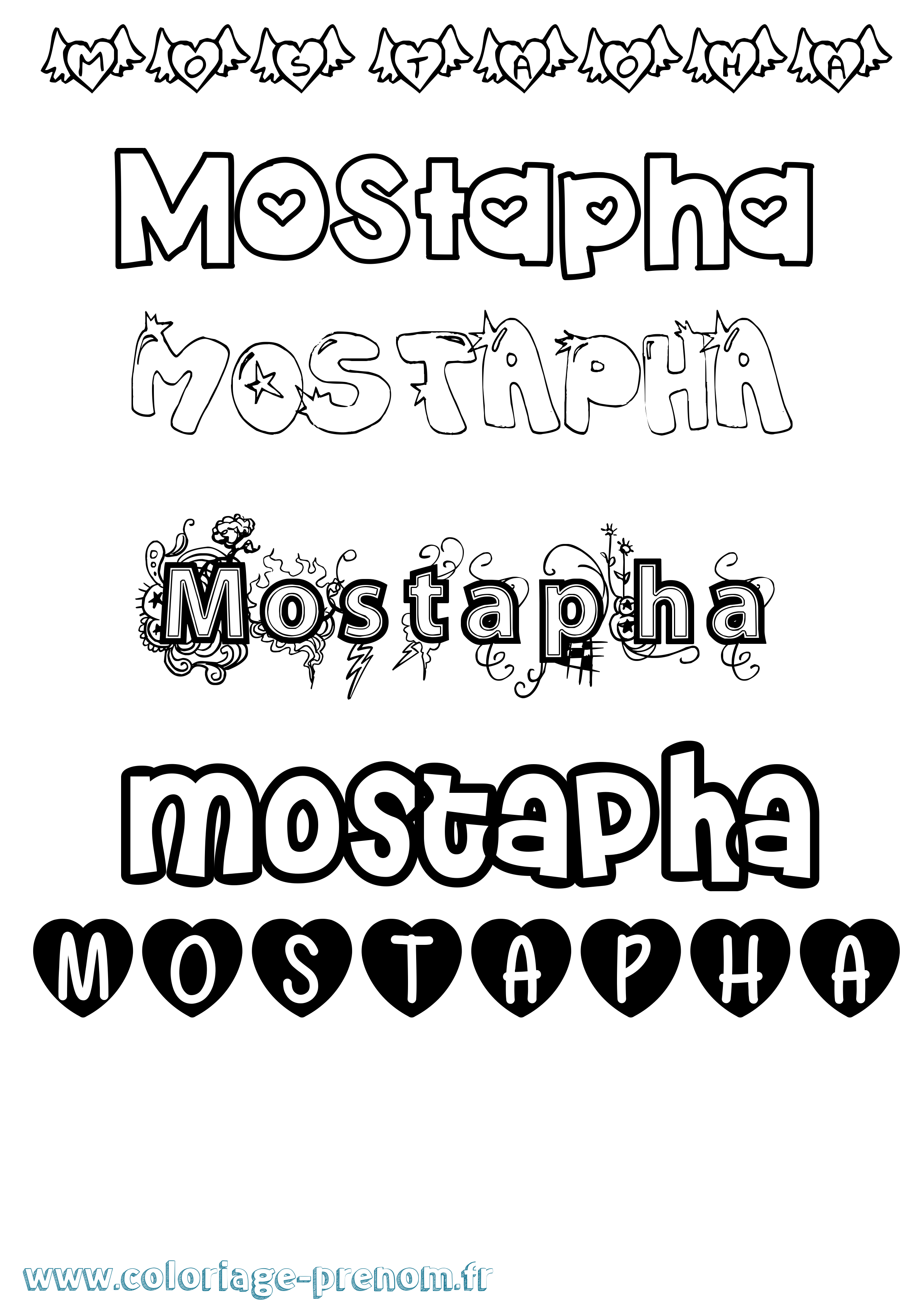 Coloriage Mostapha Girly Coloriage prénom Mostapha Girly