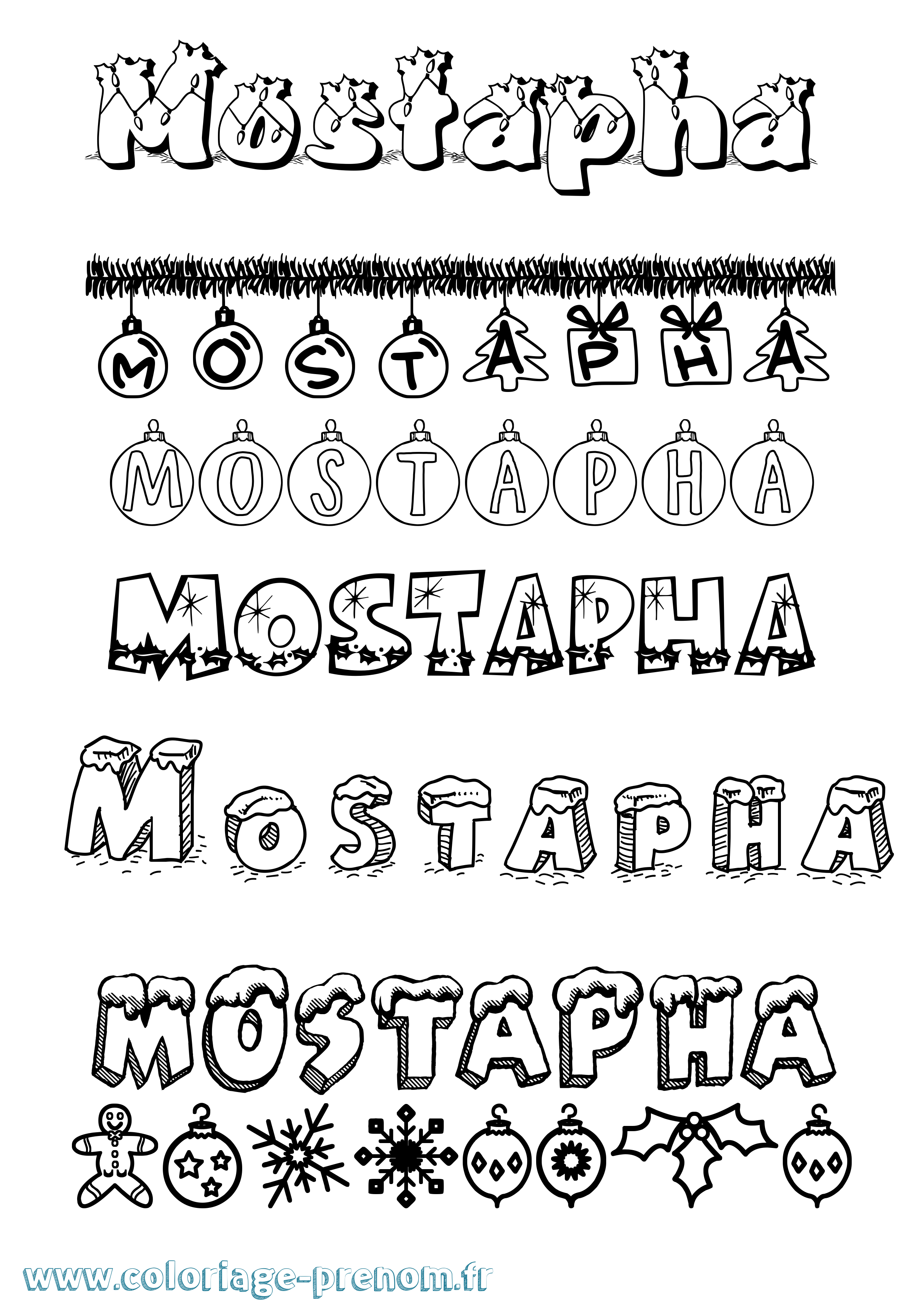 Coloriage Mostapha Noël Coloriage prénom Mostapha Noël
