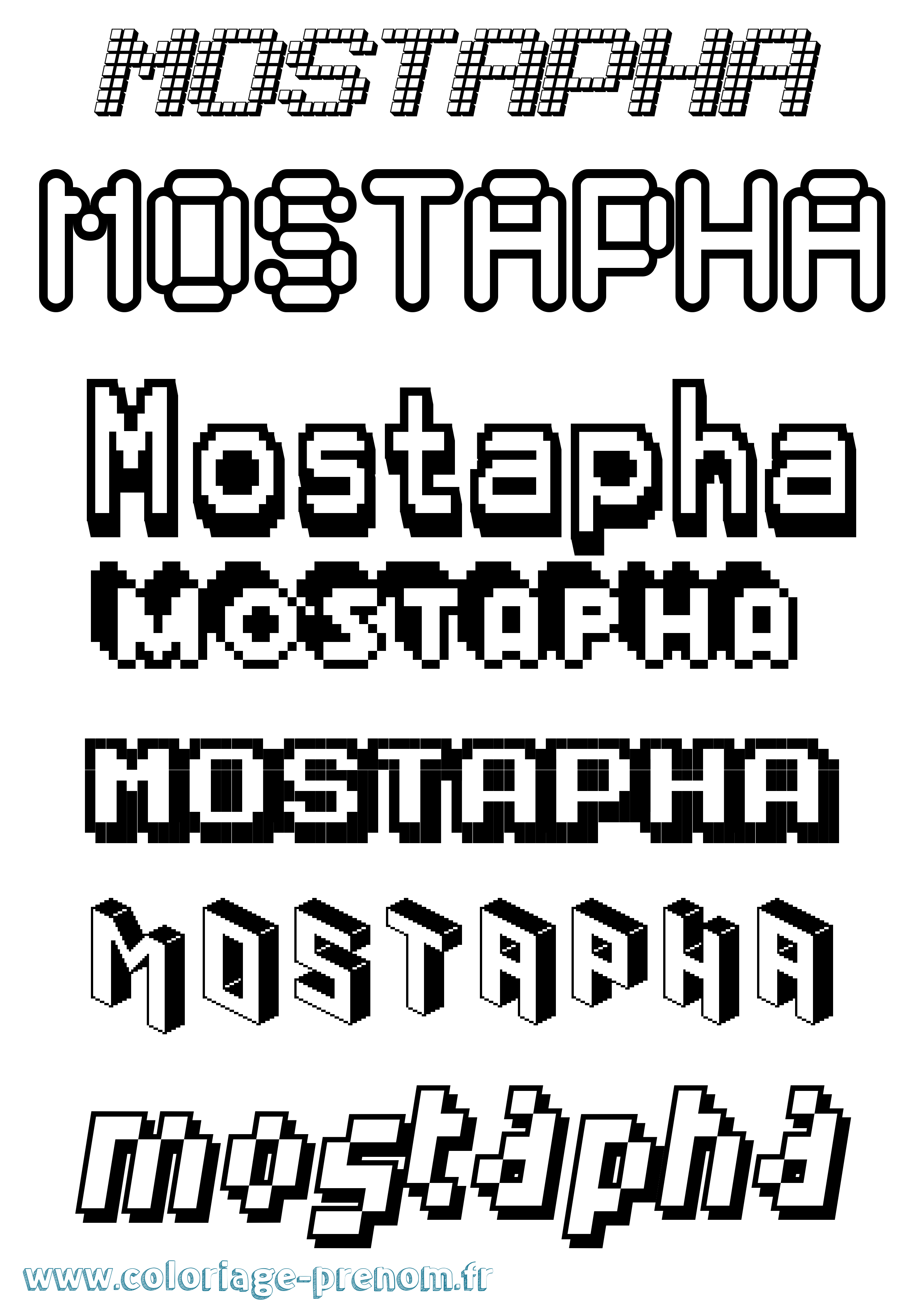 Coloriage Mostapha Pixel Coloriage prénom Mostapha Pixel